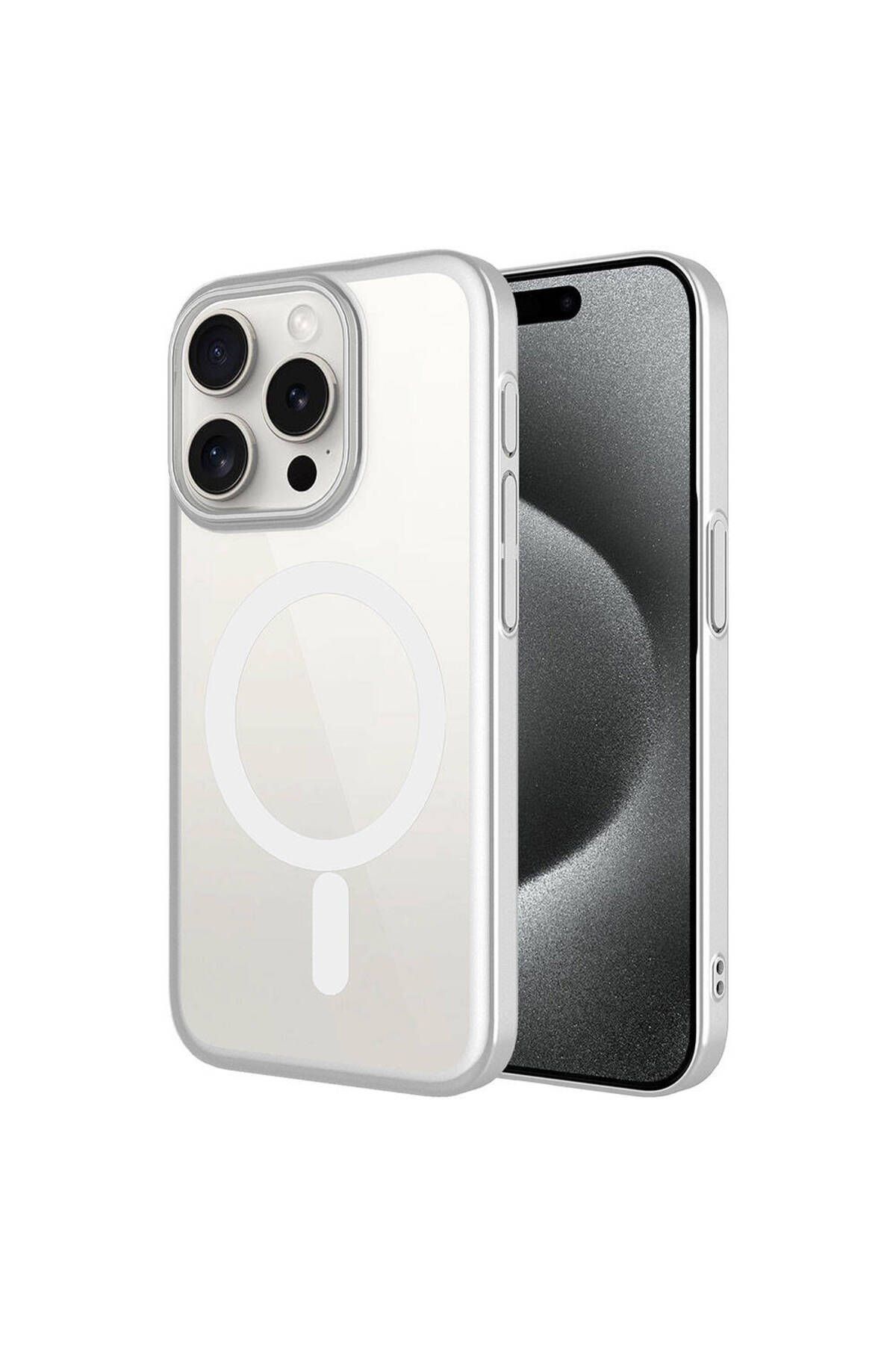 halkhouse İphone 15 Pro Max Kılıf Wireless Şarj Özellikli Sert PC Şık Mat Riksos Magsafe Kapak