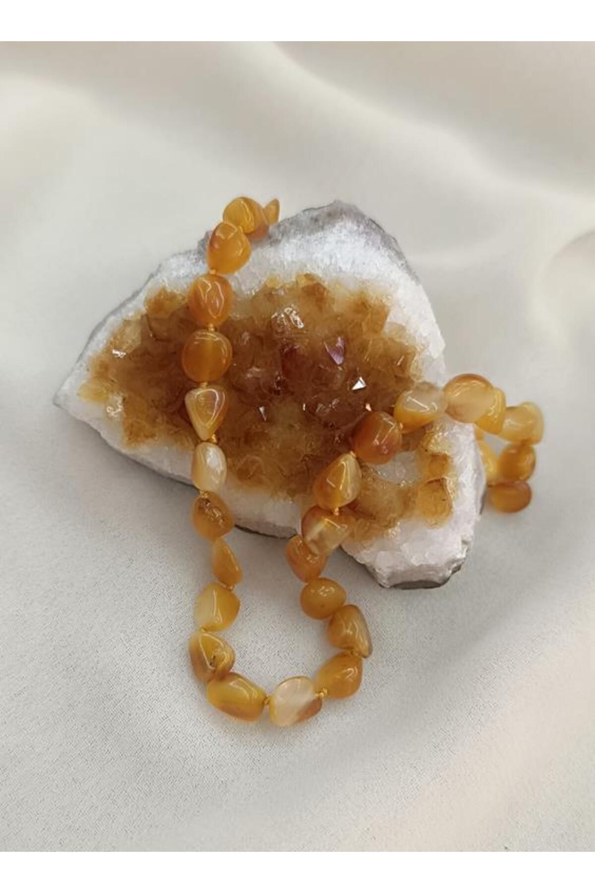 Hd Marketim Kolye Kehribar Amber Doğaltaş Düğümlü Bebek Kolyesi 17874