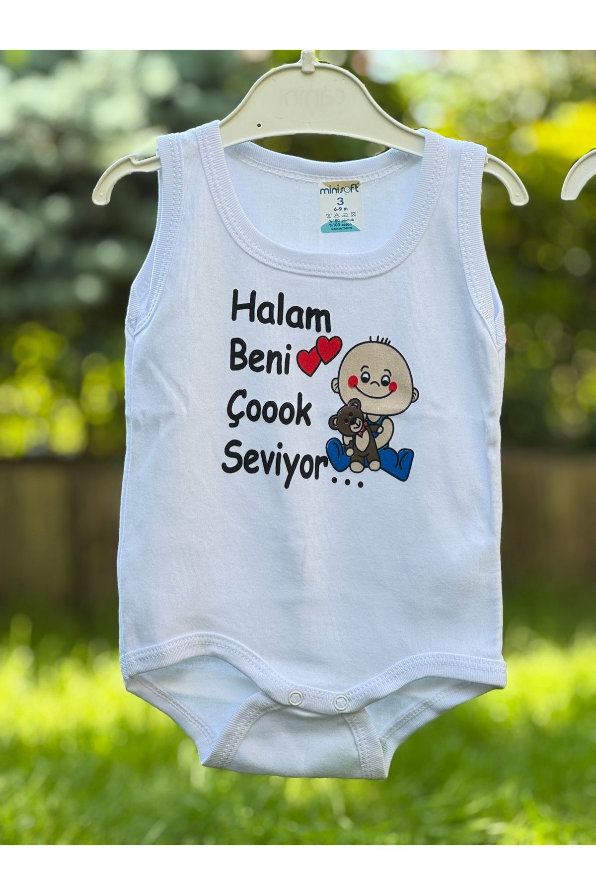 BETSY STUDIO Pamuklu Bebek Zıbın/ Bebek Body - Halam Beni Çok Seviyor Baskılı