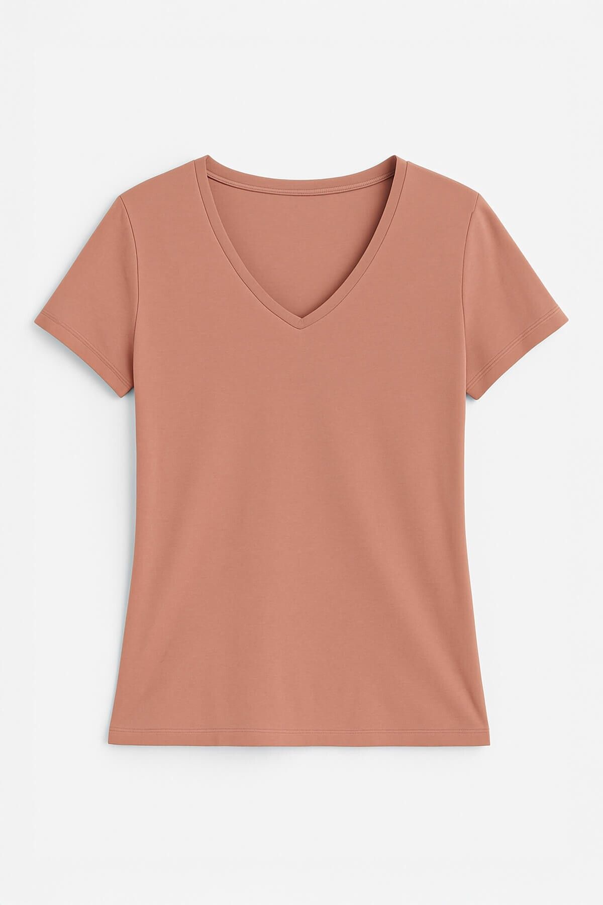 MARKAPIA WOMAN Kadın V Yaka Kısa Kollu Düz T-Shirt