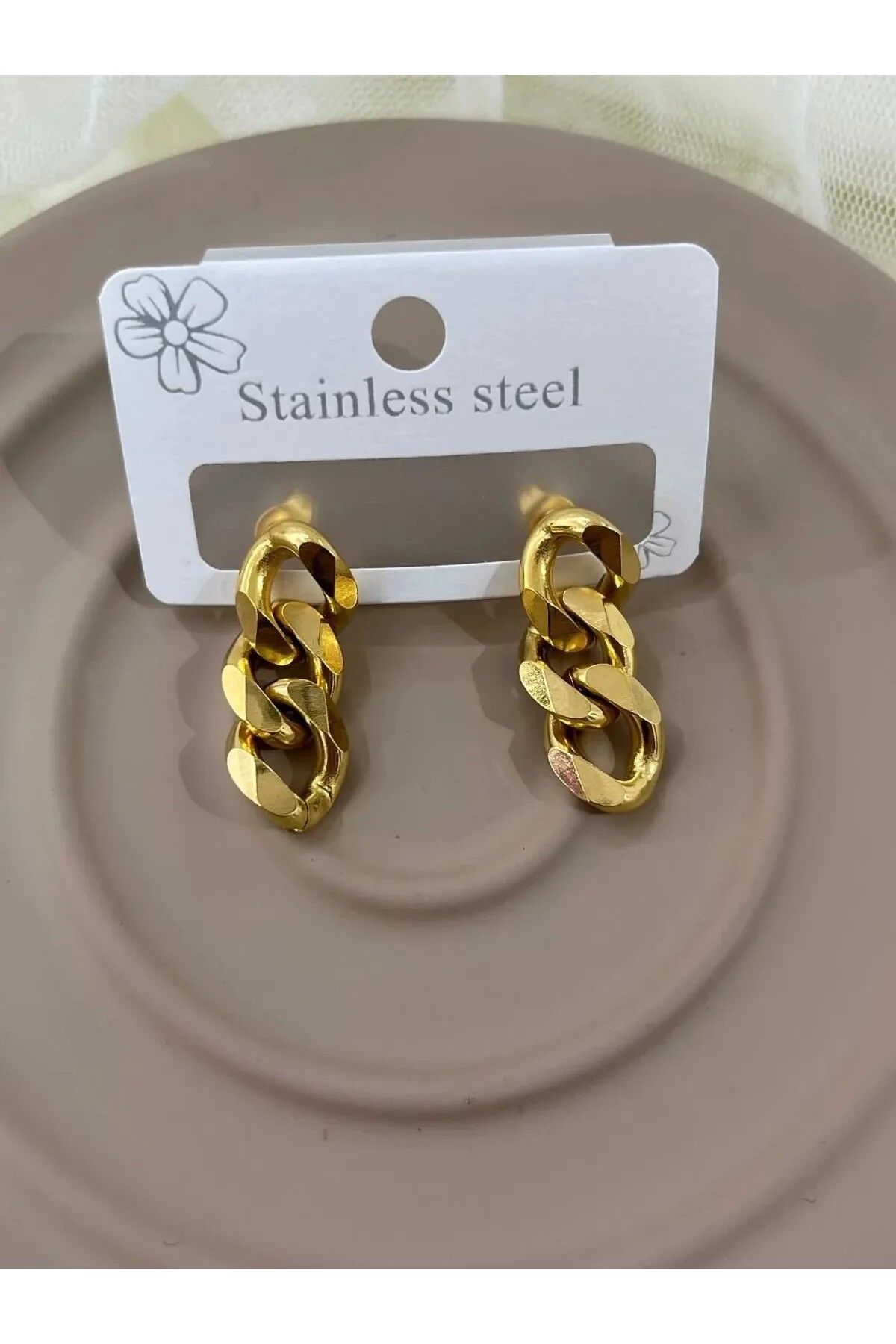 HEYjewelry Çelik Gold Küpe Trend Kadın Küpe