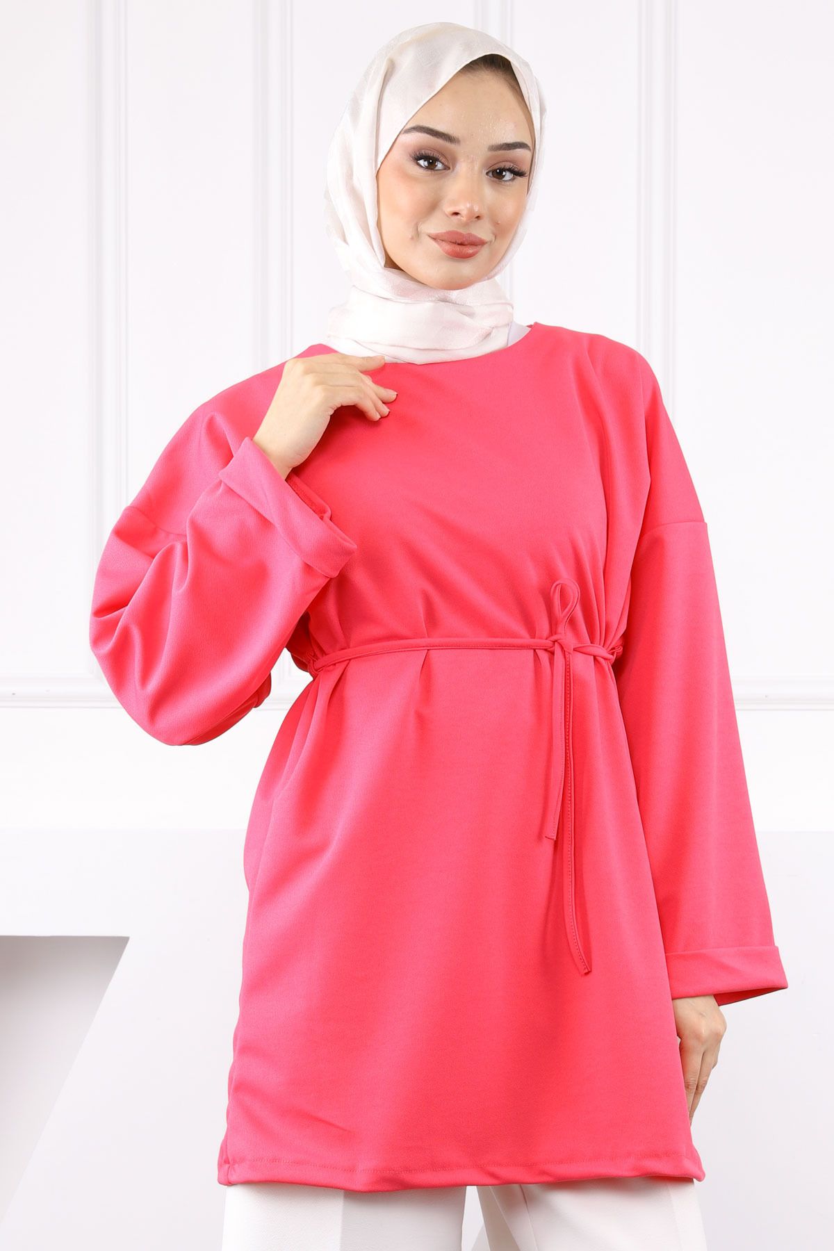 İmajButik Fuşya Beli İpli Krep Tunik
