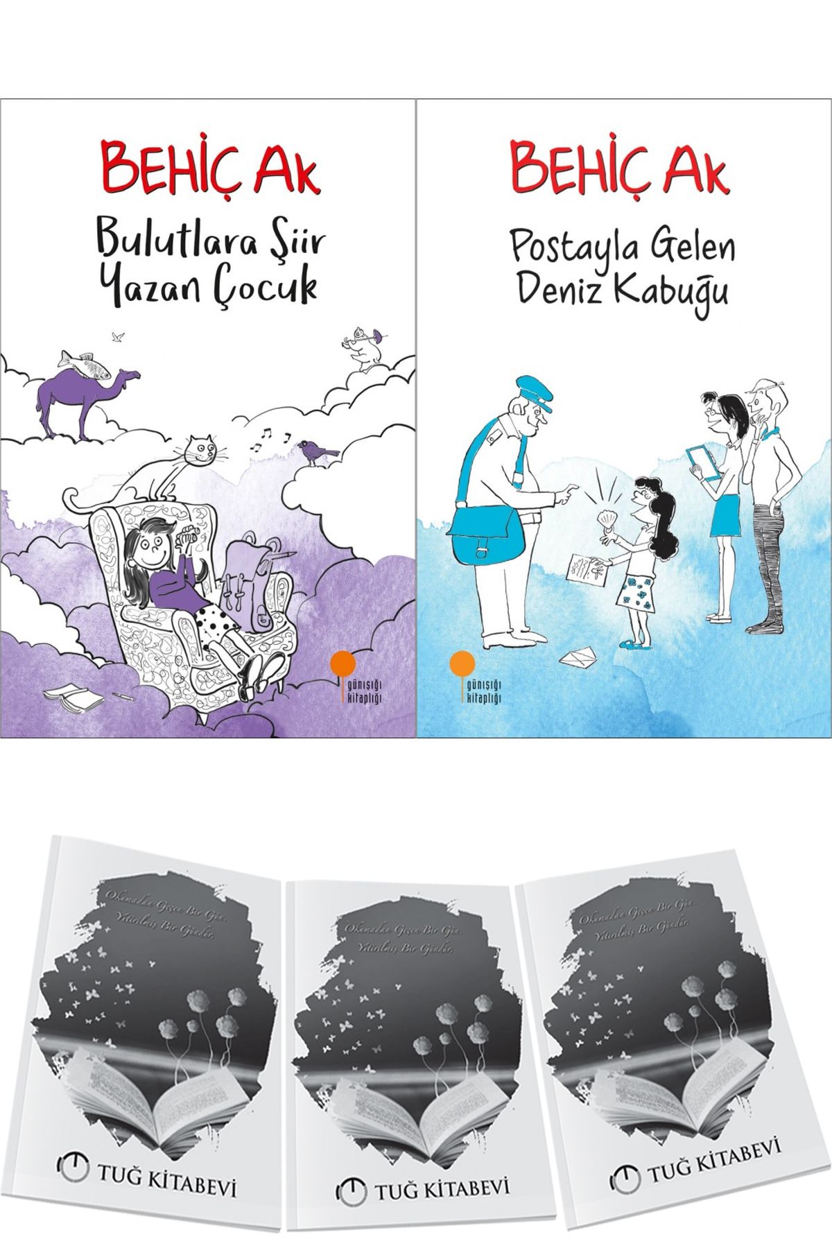 Günışığı Kitaplığı Bulutlara Şiir Yazan Çocuk ve Postayla Gelen Deniz Kabuğu 2li Set Behiç Ak + Hediyeli