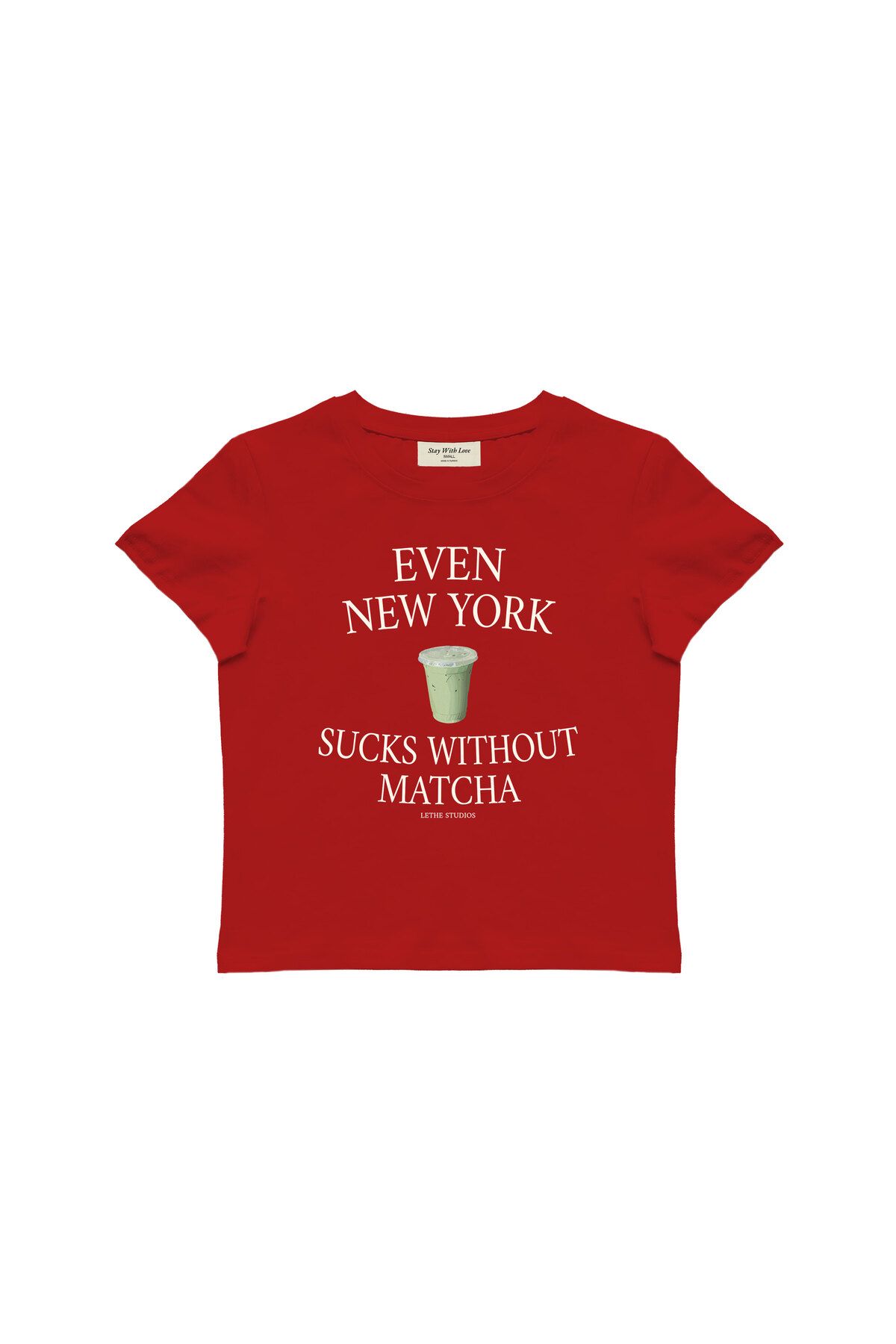 lethestudios Matcha Baskılı Baby Tee Crop Top