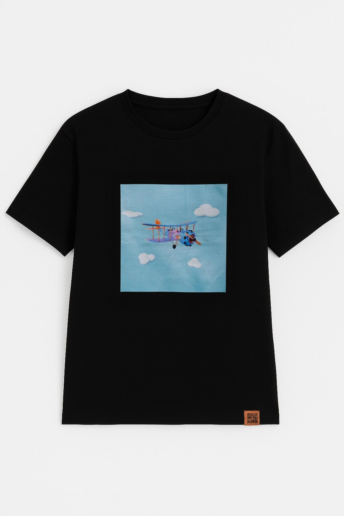 MARKAPIA WOMAN Kadın Bisiklet Yaka %100 Pamuk Helikopter Baskılı Kısa Kollu T-Shirt
