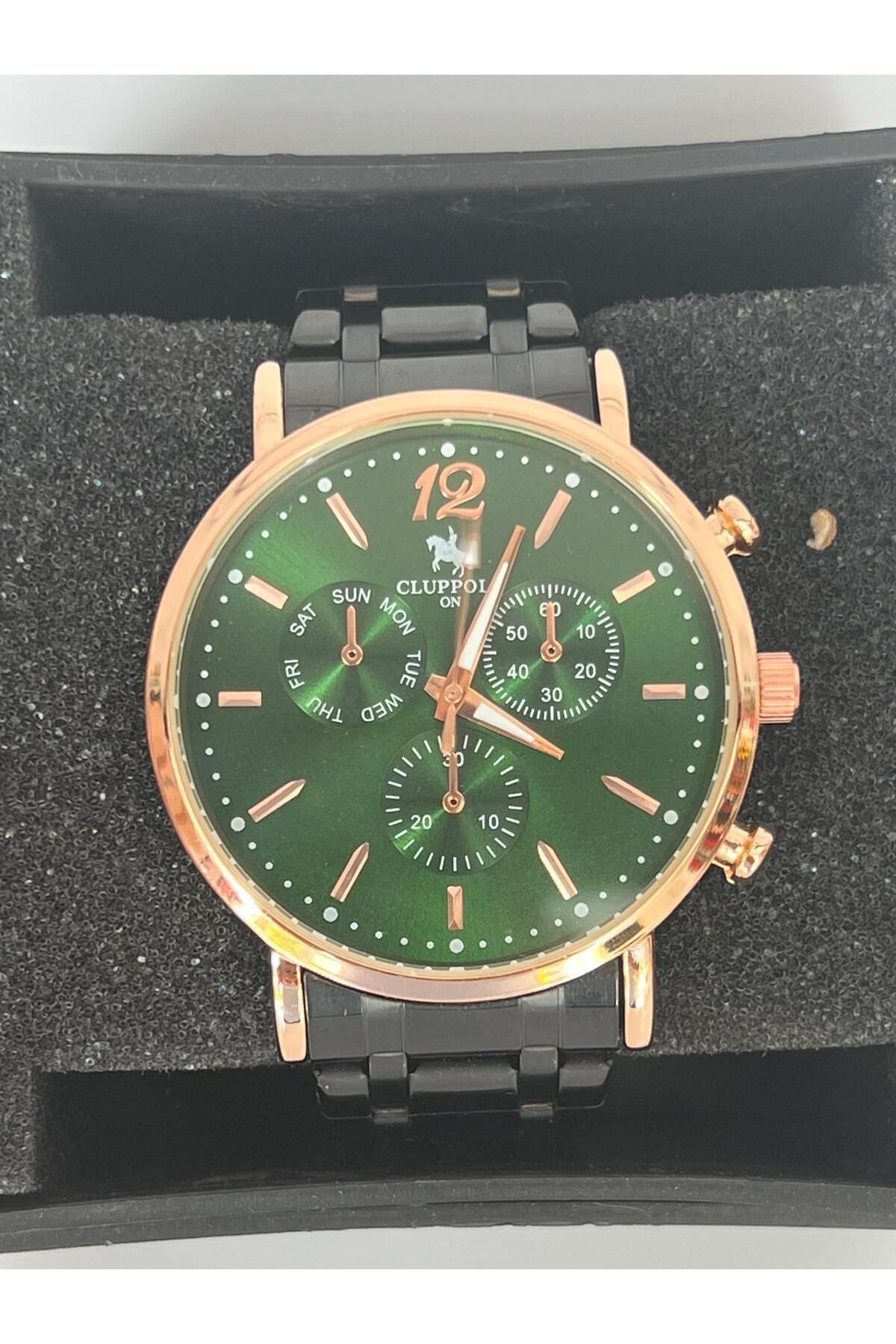 Meri İçi Yeşil rose gold çelik kasa erkek saat