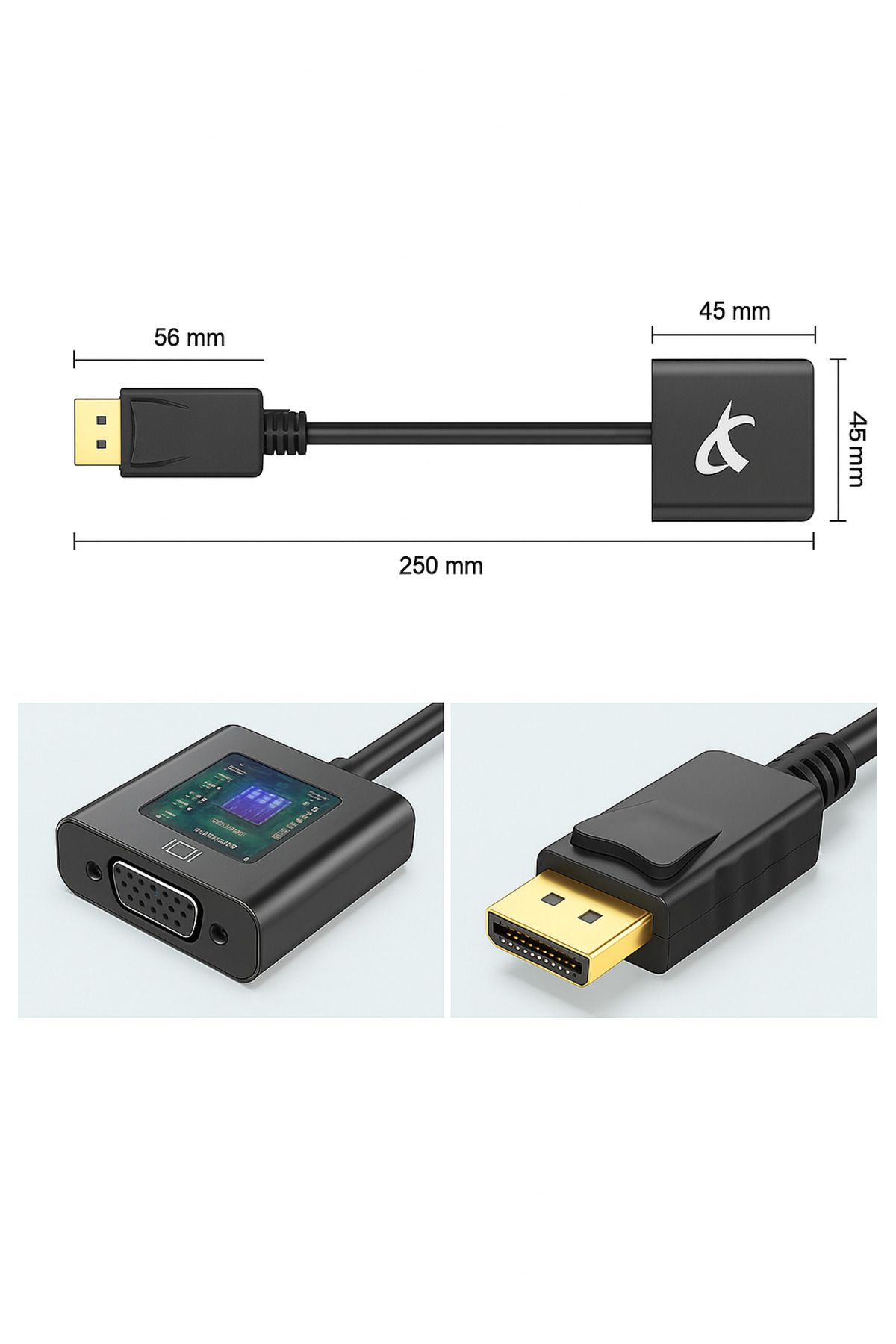 Others-Fujishka Dp To Vga Cable Adapter, Displayport To Vga Connector, Compact Design For Laptop – 1.5m 5