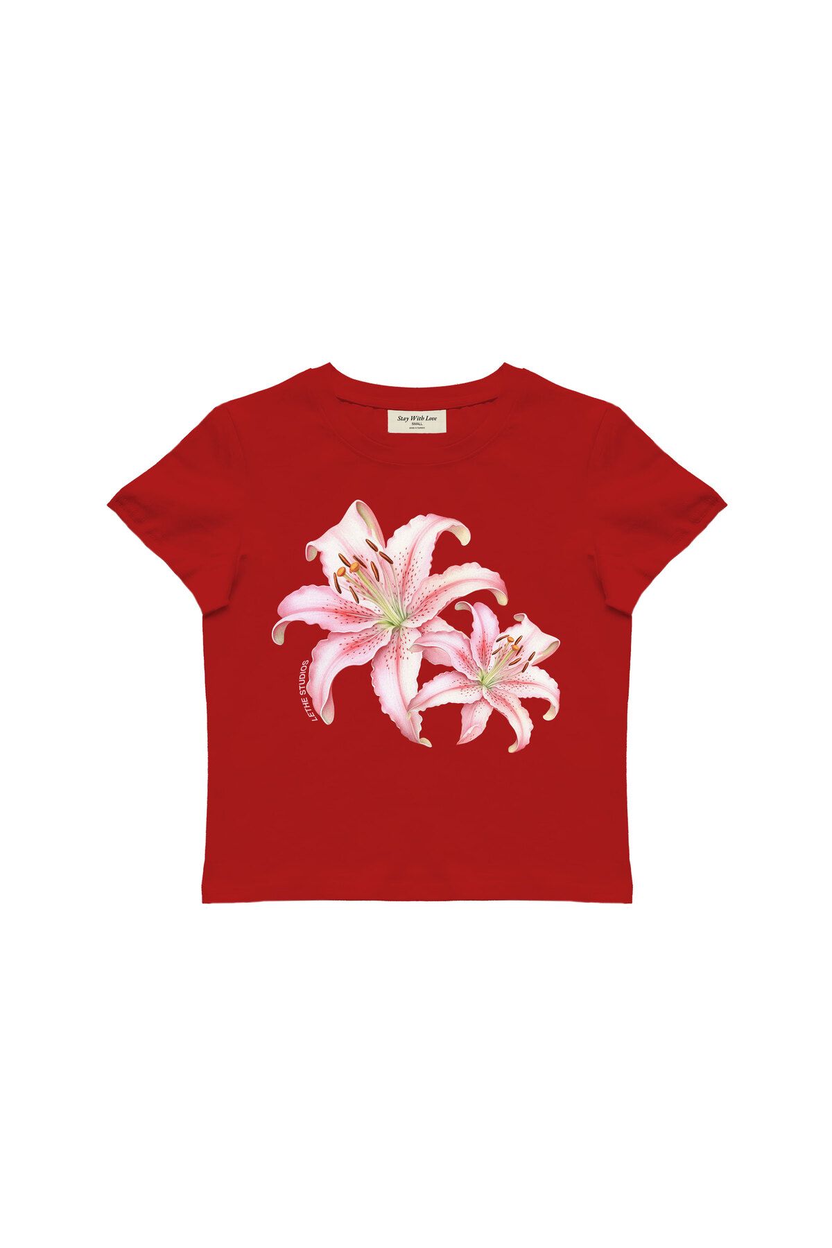 lethestudios Lilies Baskılı, Çiçek Desenli Baby Tee Crop Top