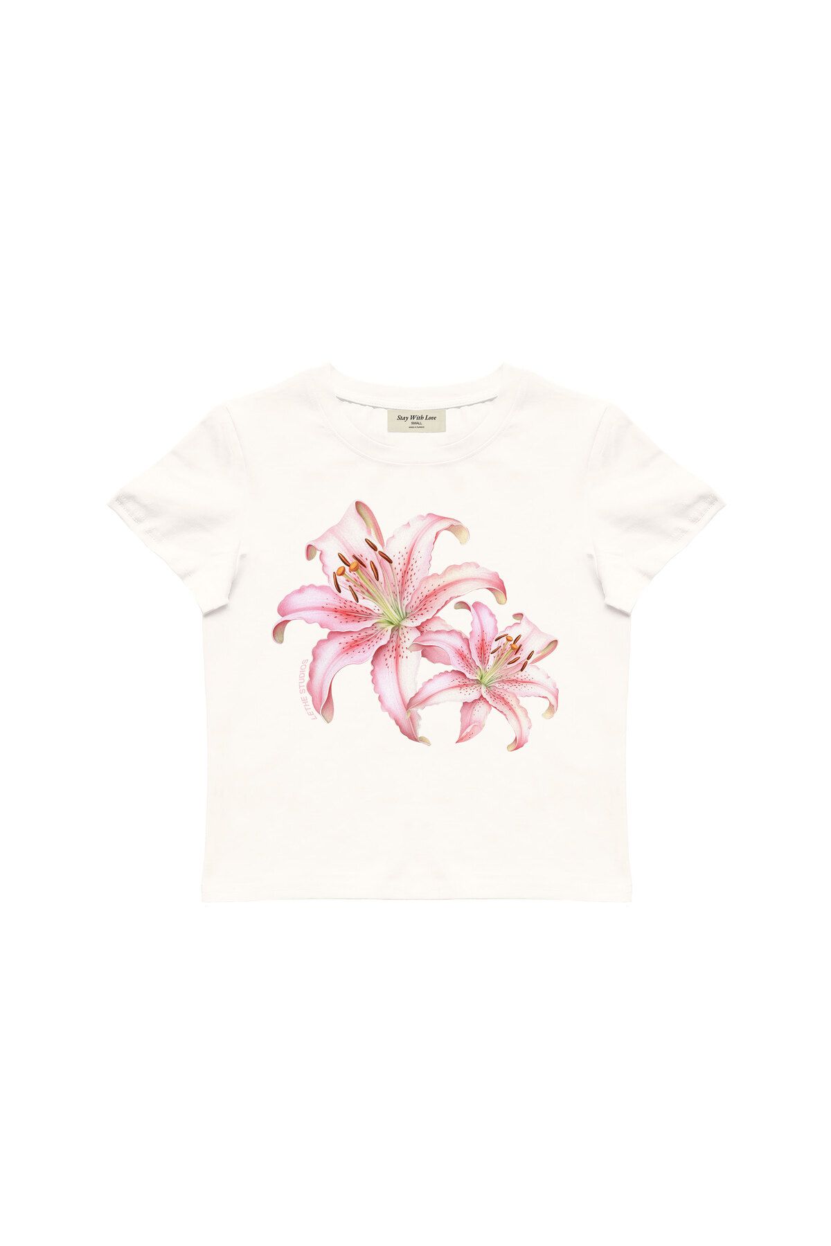 lethestudios Lilies Baskılı, Çiçek Desenli Baby Tee Crop Top