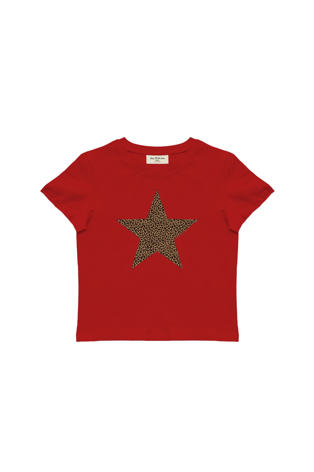 lethestudios Leopar Baskılı, Yıldız Desenli Baby Tee Crop Top