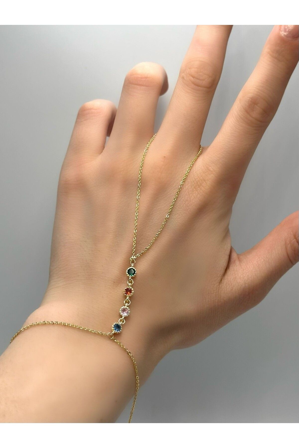 MyladyAccessoriess Renkli Sıralı Tek Taş Detay Çelik Şahmeran