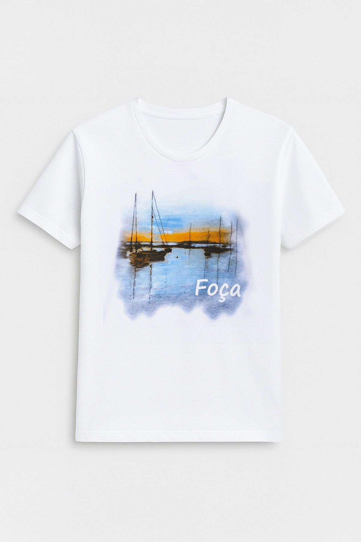 MARKAPIA WOMAN Kadın Bisiklet Yaka %100 Pamuk Foça Baskılı Kısa Kollu T-Shirt