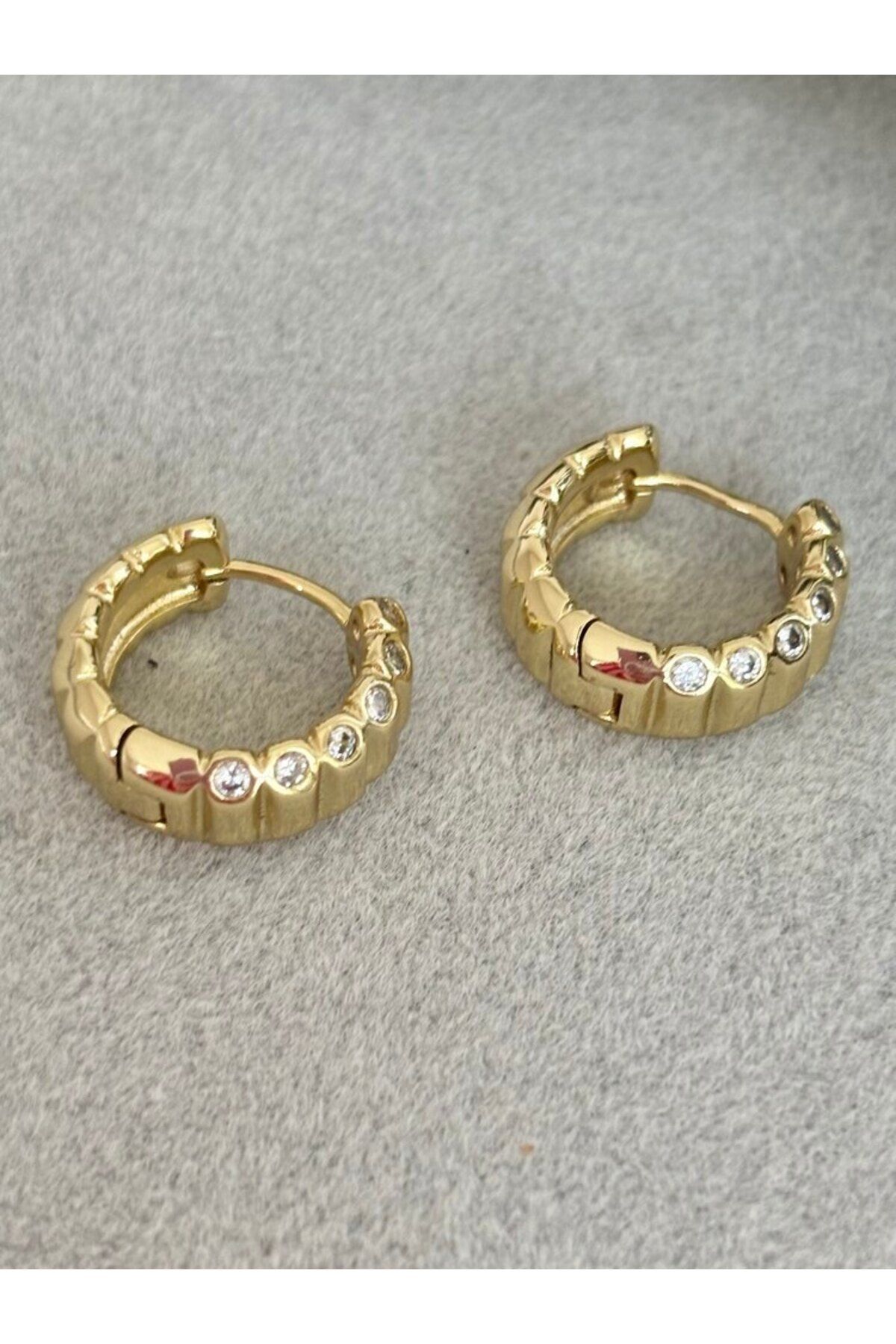 arya luxe 14k gold zigzag çoklu taşlı Xuping küpe