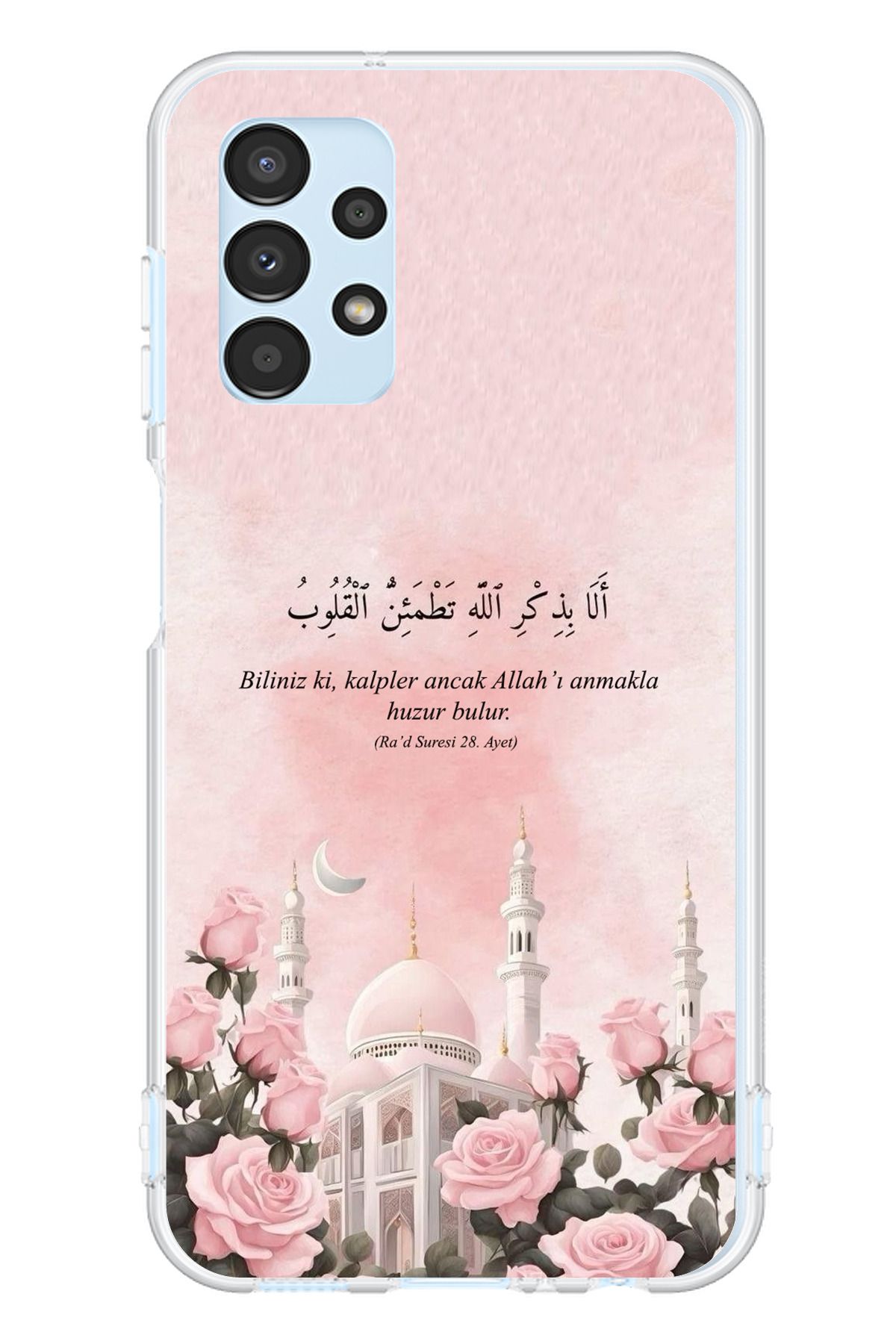 TechTree Samsung Galaxy A13 Uyumlu Rad Suresi Cami ve Güller Şeffaf Silikon Kılıf