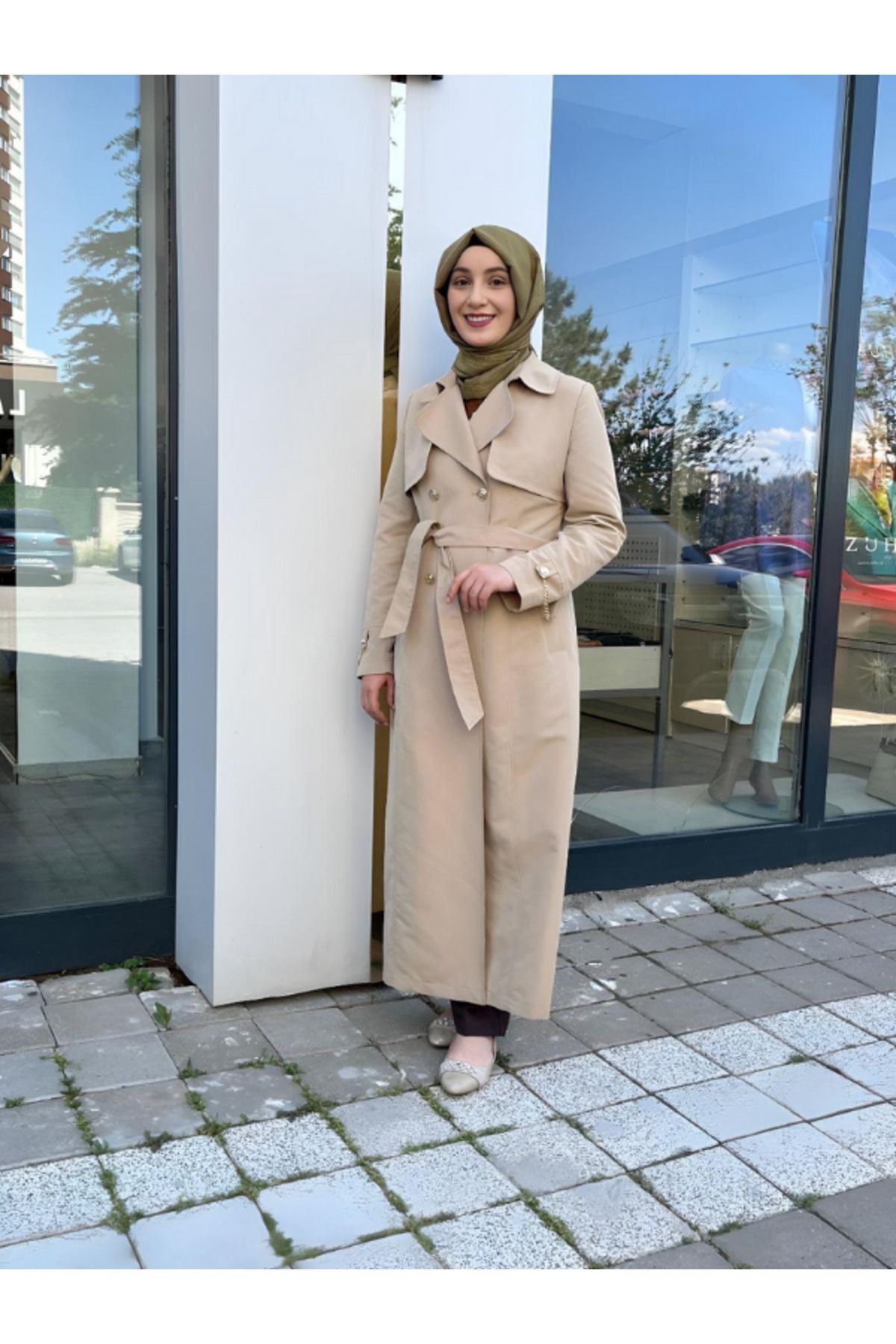 Zühre Kadın Zincirli Astarsız Trençkot