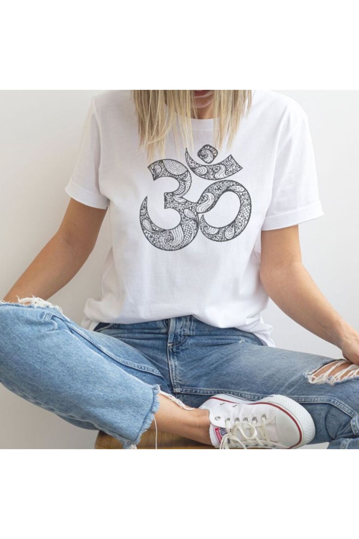 MAGORS I LOVE YOGA,NAMASTE BASKILI BİSİKLET YAKA PAMUKLU KISA KOLLU KADIN TSHIRT
