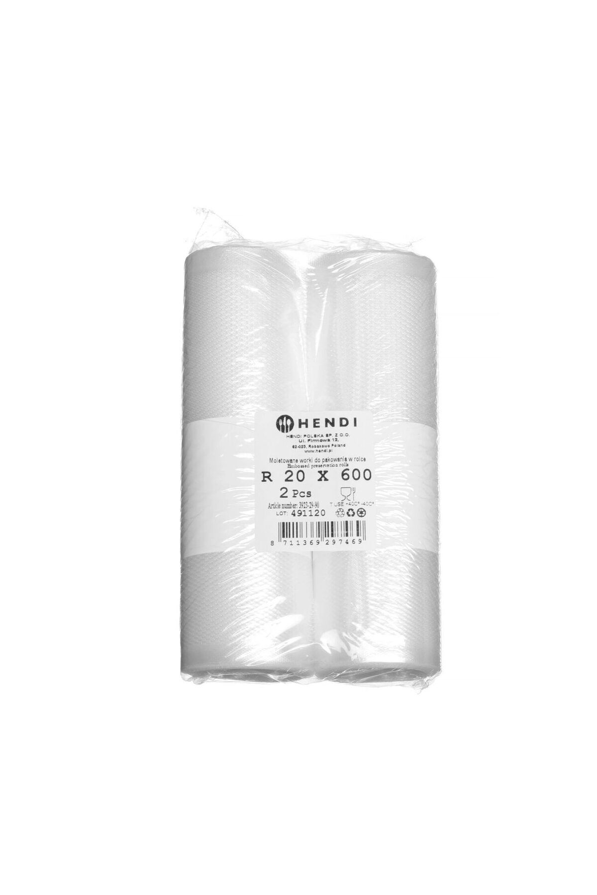 HENDI Set 2 Role Pungi De Vidat Gofrate Pentru Masini De Ambalat, Pentru Depozitarea Alimentelor Hendi, 2 - One Size