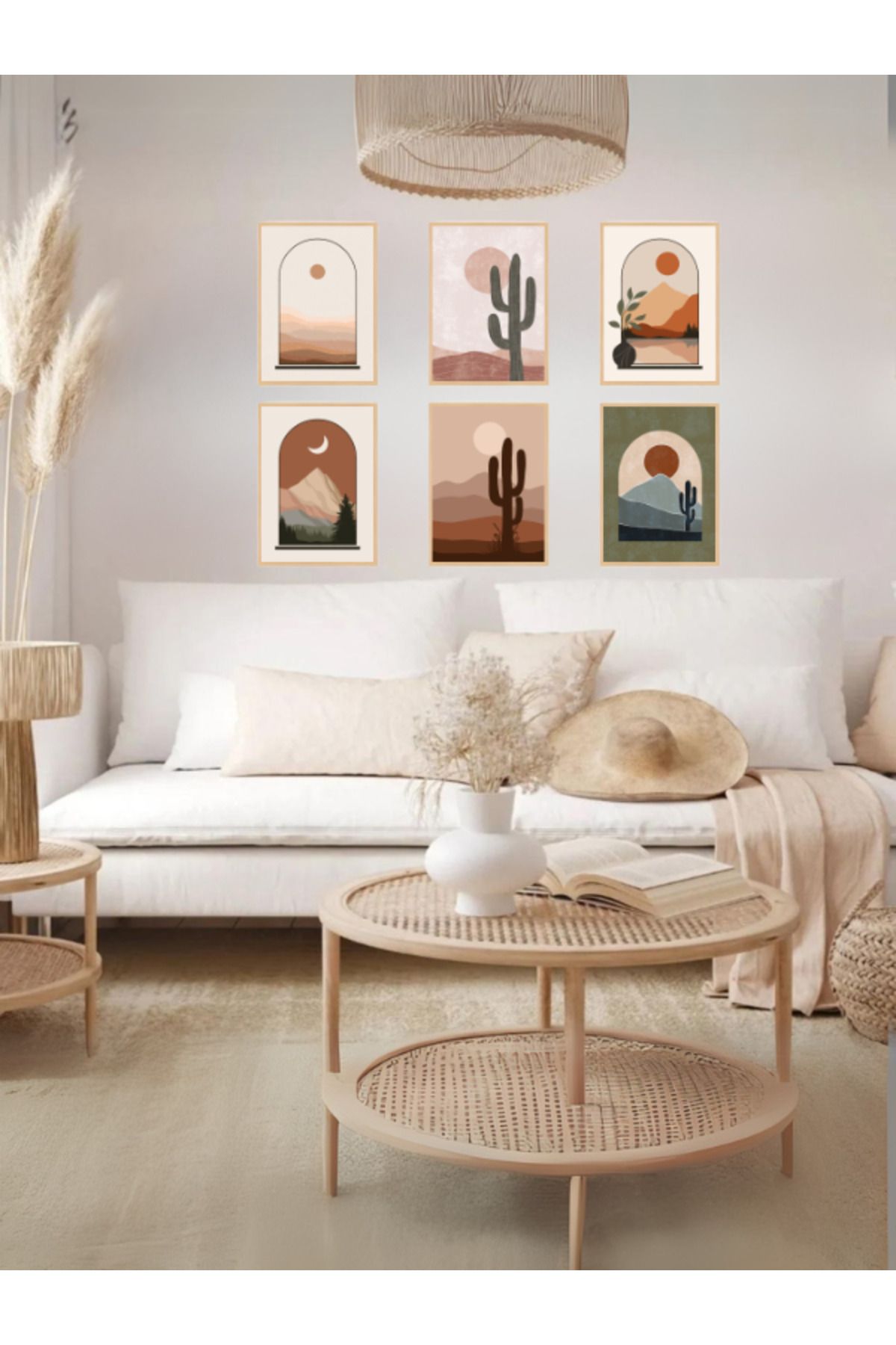 Tuba Decor 6 Parça Çerçeve Görünümlü MDF bohem Tablo Seti
