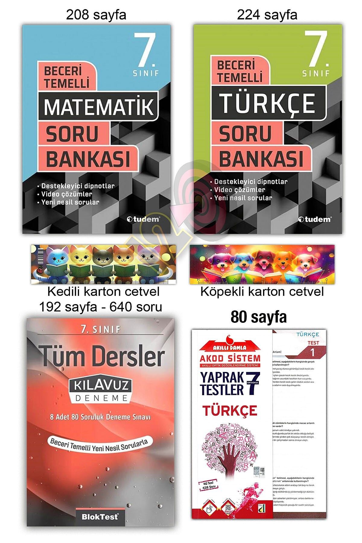 Tudem Yayınları 7. Sınıf Tüm Dersler Deneme Türkçe Matematik Yeni Nesil Beceri Temelli Soru Bankası Seti
