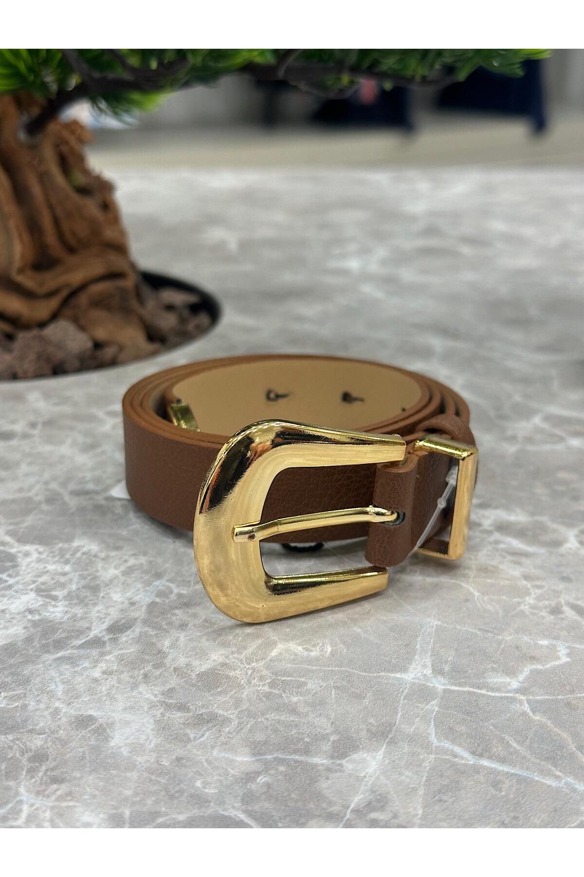 MELTEM TUĞAN Gold İthal Tokalı Kemer TABA