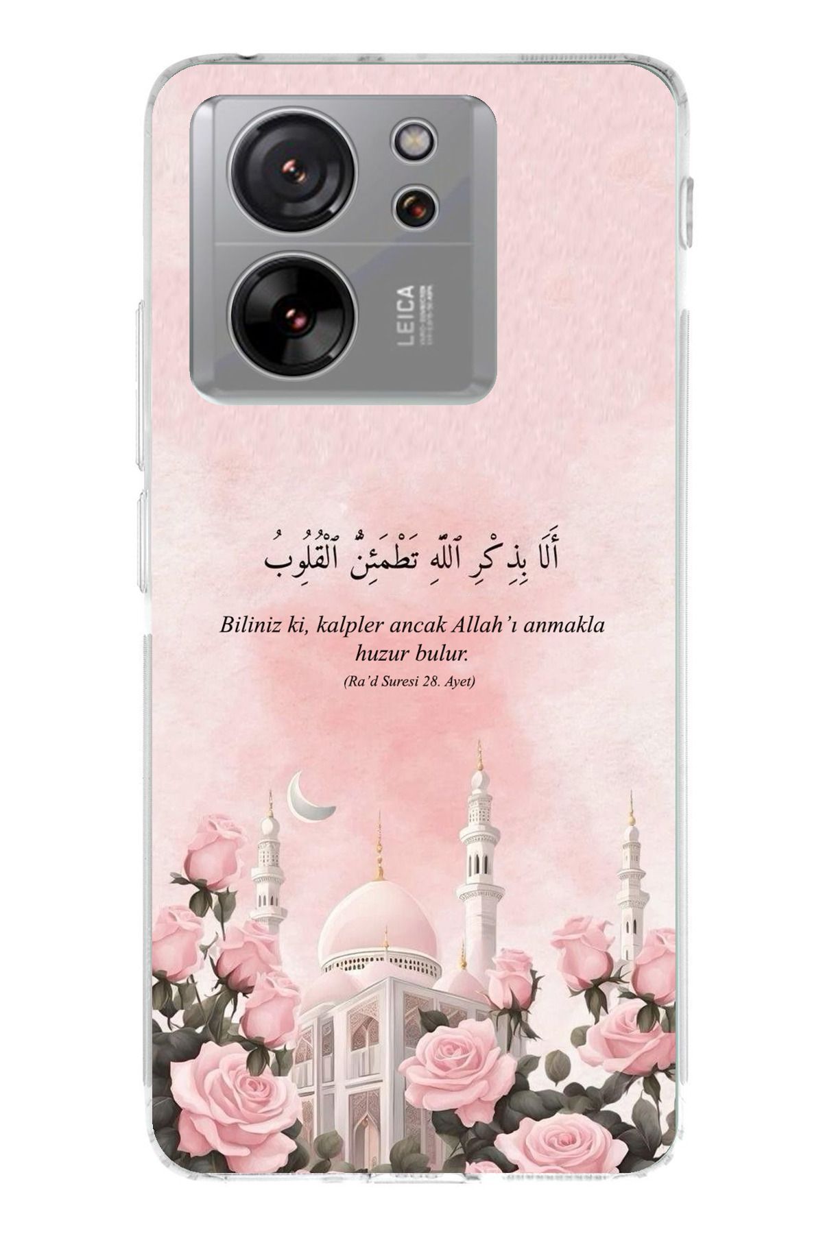 TechTree Mi 13T / 13T PRO Uyum Rad Suresi Cami ve Güller Şeffaf Silikon Kılıf