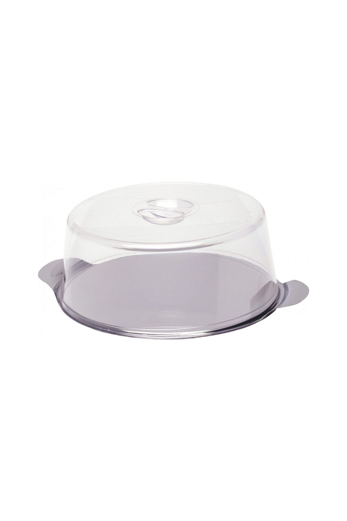 HENDI Suport / Platou Tort Cu Capac Plastic Transparent, Hendi, Tava Rotunda Inox Cu Manere, Diam 300 Mm - One Size