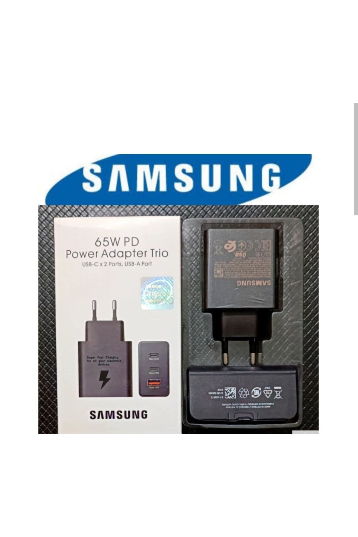 christal Samsung 3ın1 Trio 65W 2xpd Usba Şarj Aleti 3 Çıkış EP-T6530N