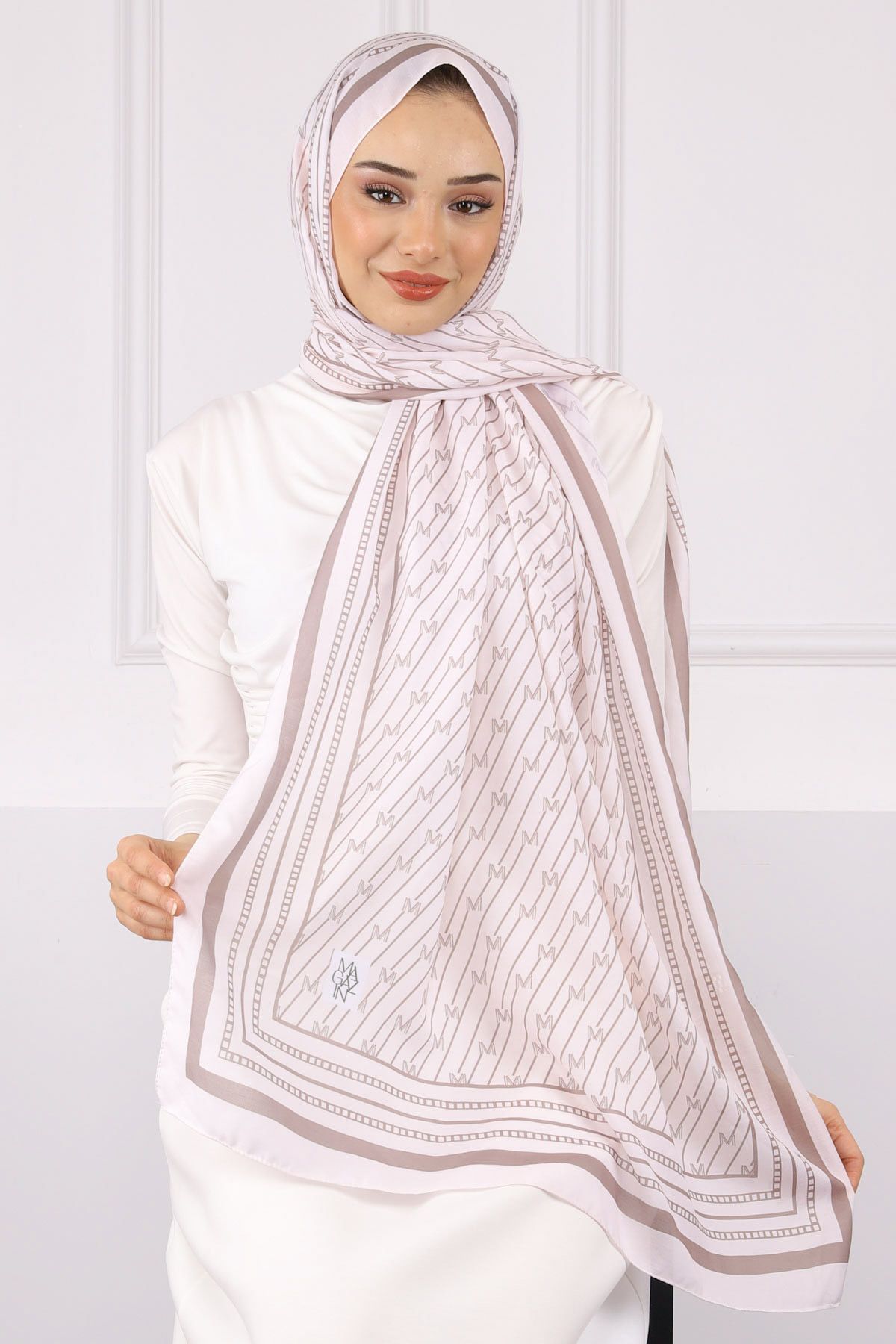 İmajButik Krem Etnik Desen Şal