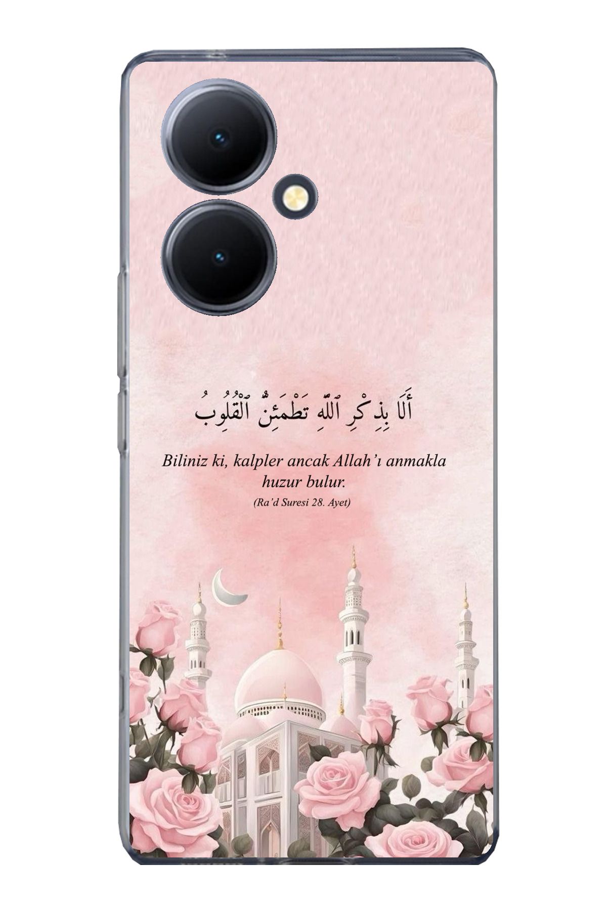 TechTree Vivo V29 Lite 5G Uyumlu Rad Suresi Cami ve Güller Şeffaf Silikon Kılıf