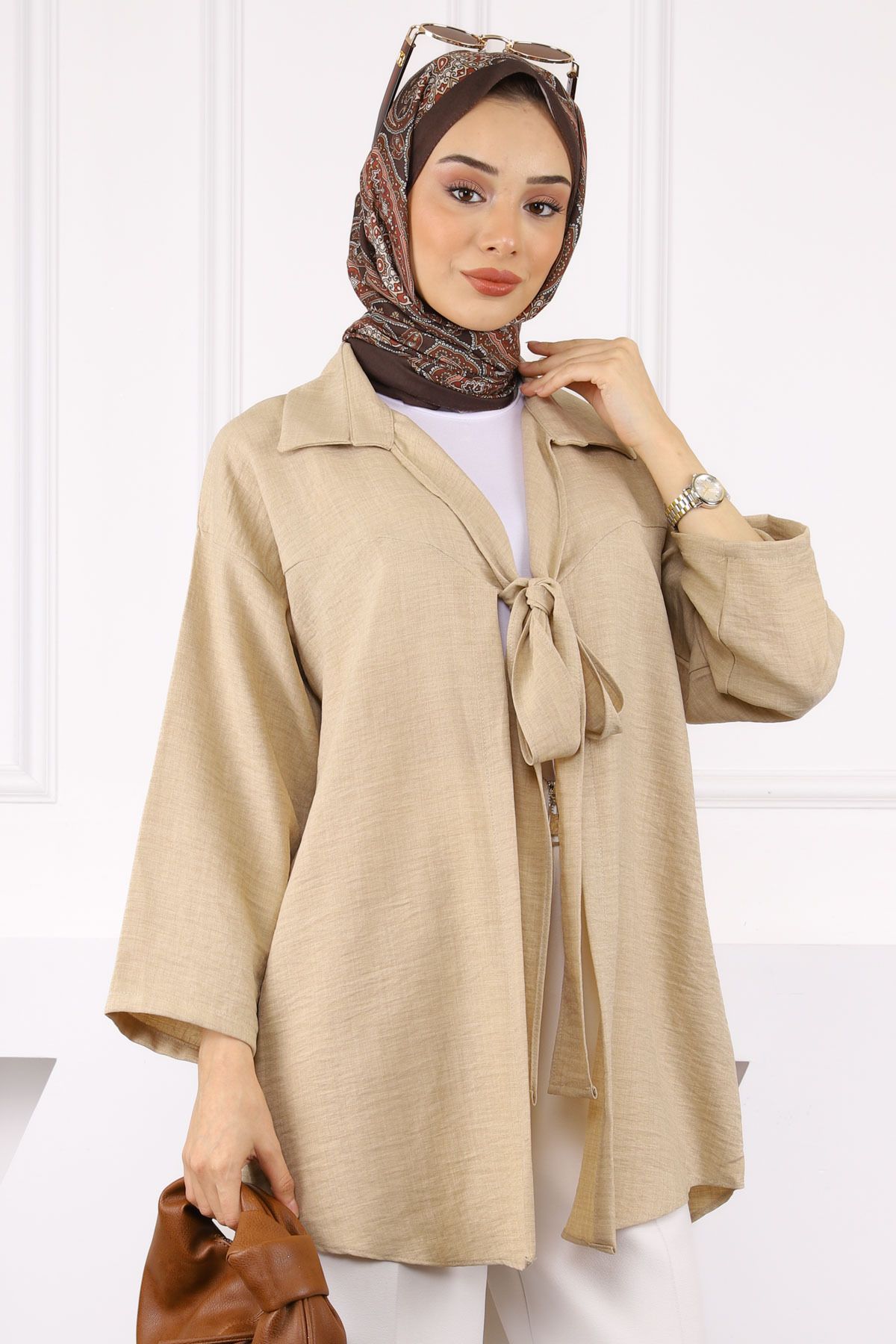 İmajButik Vizon Ön Bağlamalı Kimono