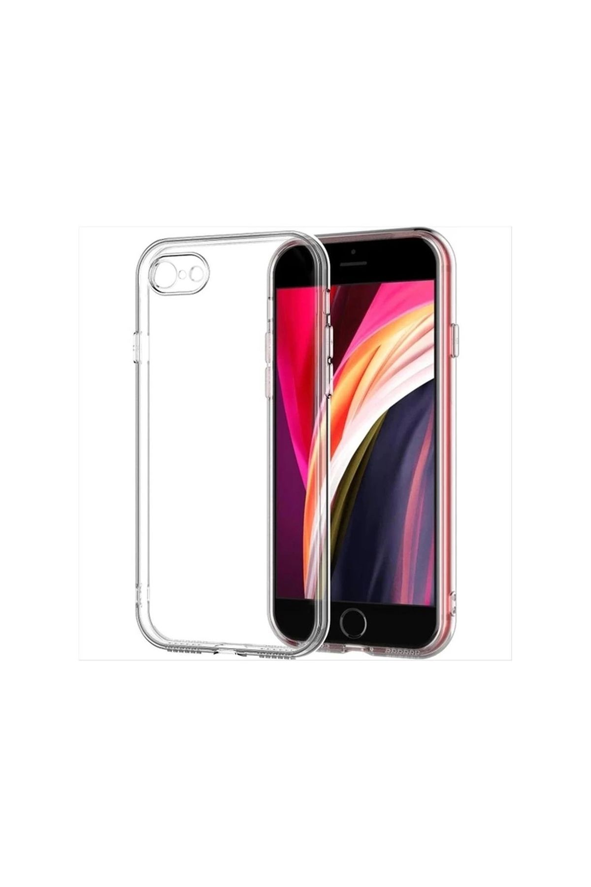 qtop İphone 7G-8G-SE2 Kılıf Kamera Korumalı Şeffaf Silikon