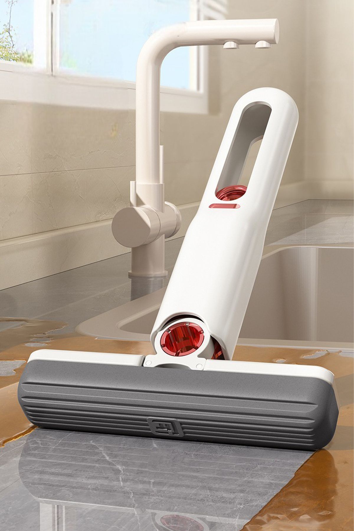 KUSTAR Taşınabilir Mini Mop Kendinden Çok Amaçlı Sıkmalı Katlanabilir Araba Mutfak Banyo Cam Silme Mopu