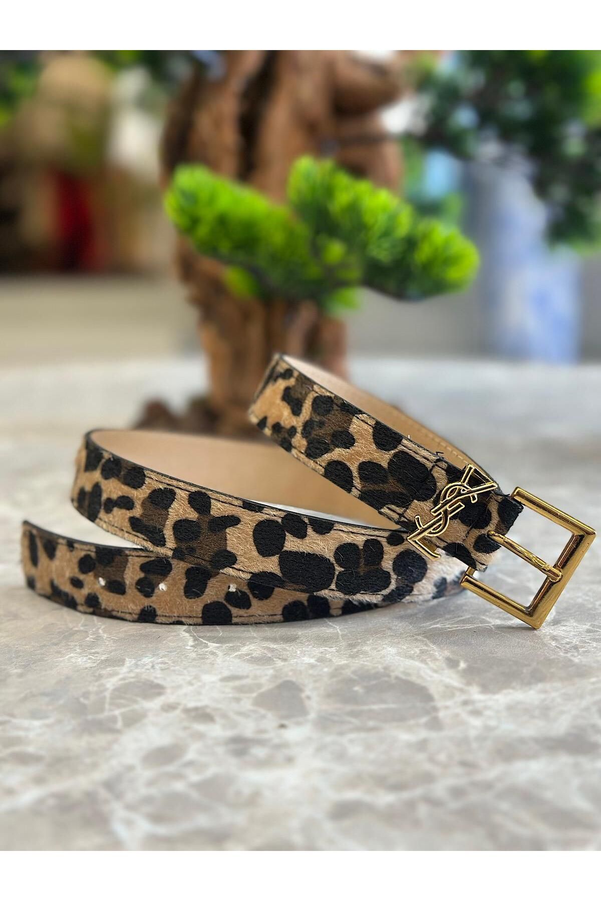 MELTEM TUĞAN Gold Yazılı Kare Kemer LEOPAR