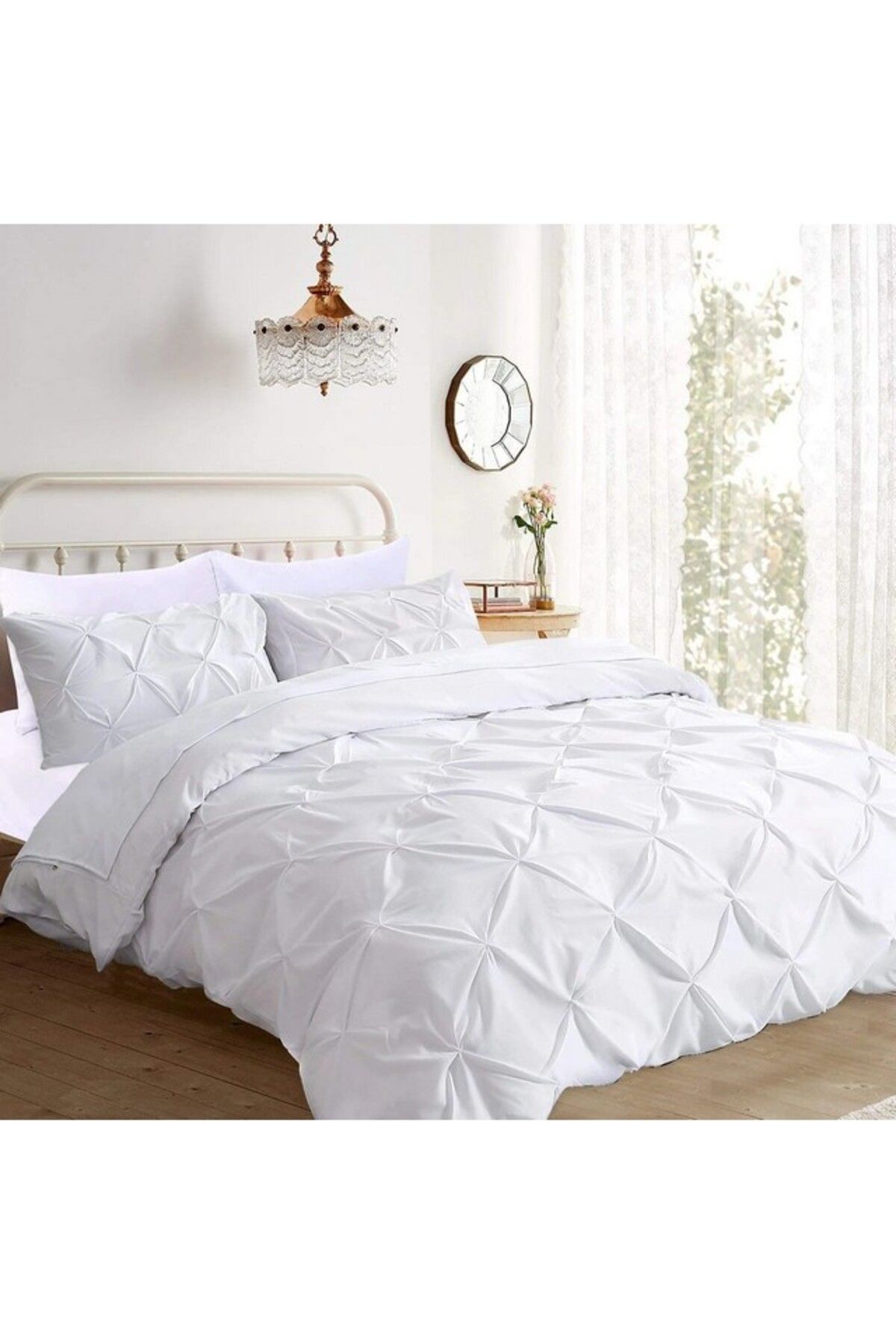 Blumtal-Pleated bed set, 200 x 200 cm, duvet cover and 2 pillowcases 65 x 65 cm, white, Blumtal 2
