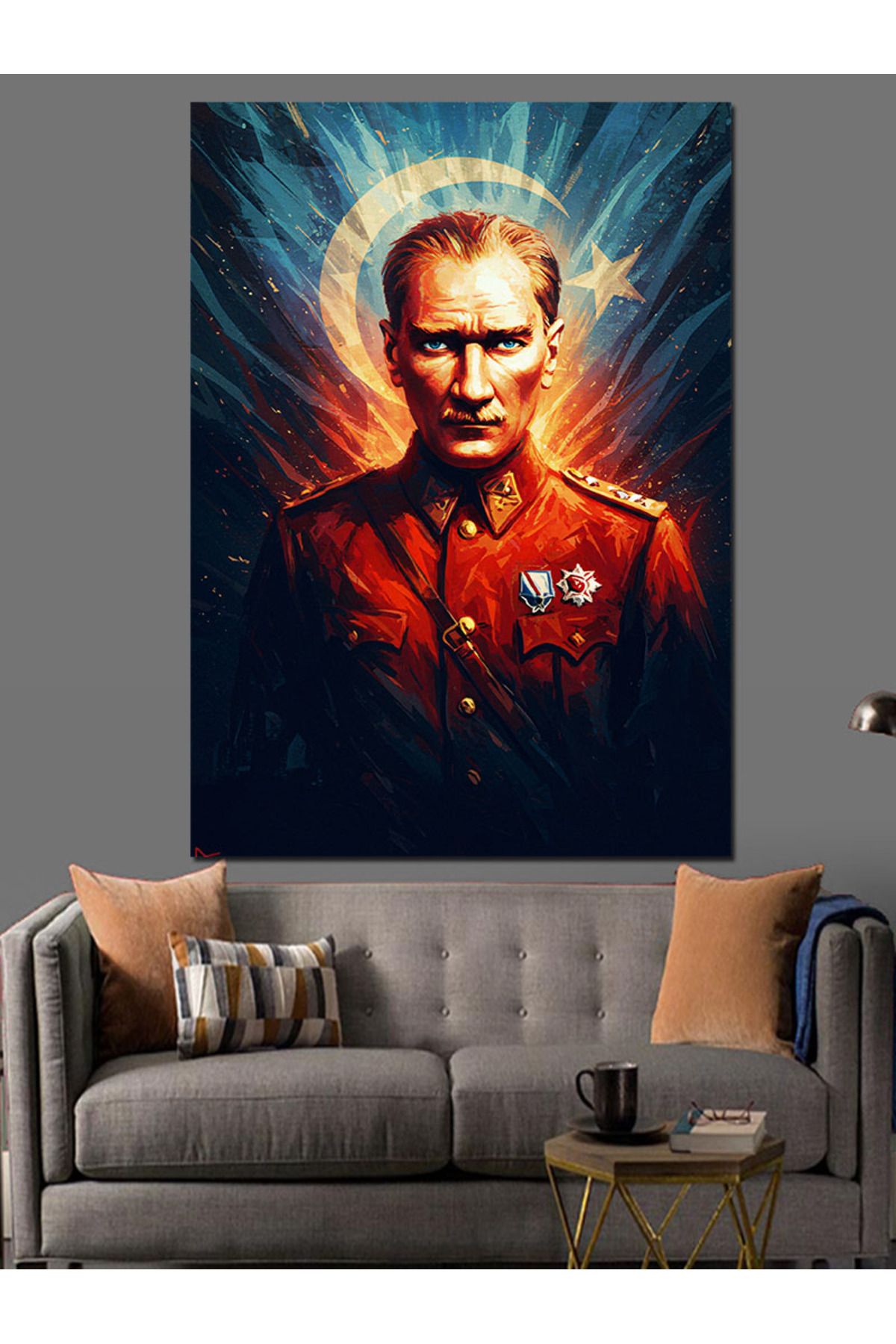 Tablomega Mustafa Kemal Atatürk Ve Bayrak Dekoratif Kanvas - Mdf Ahşap Tablo