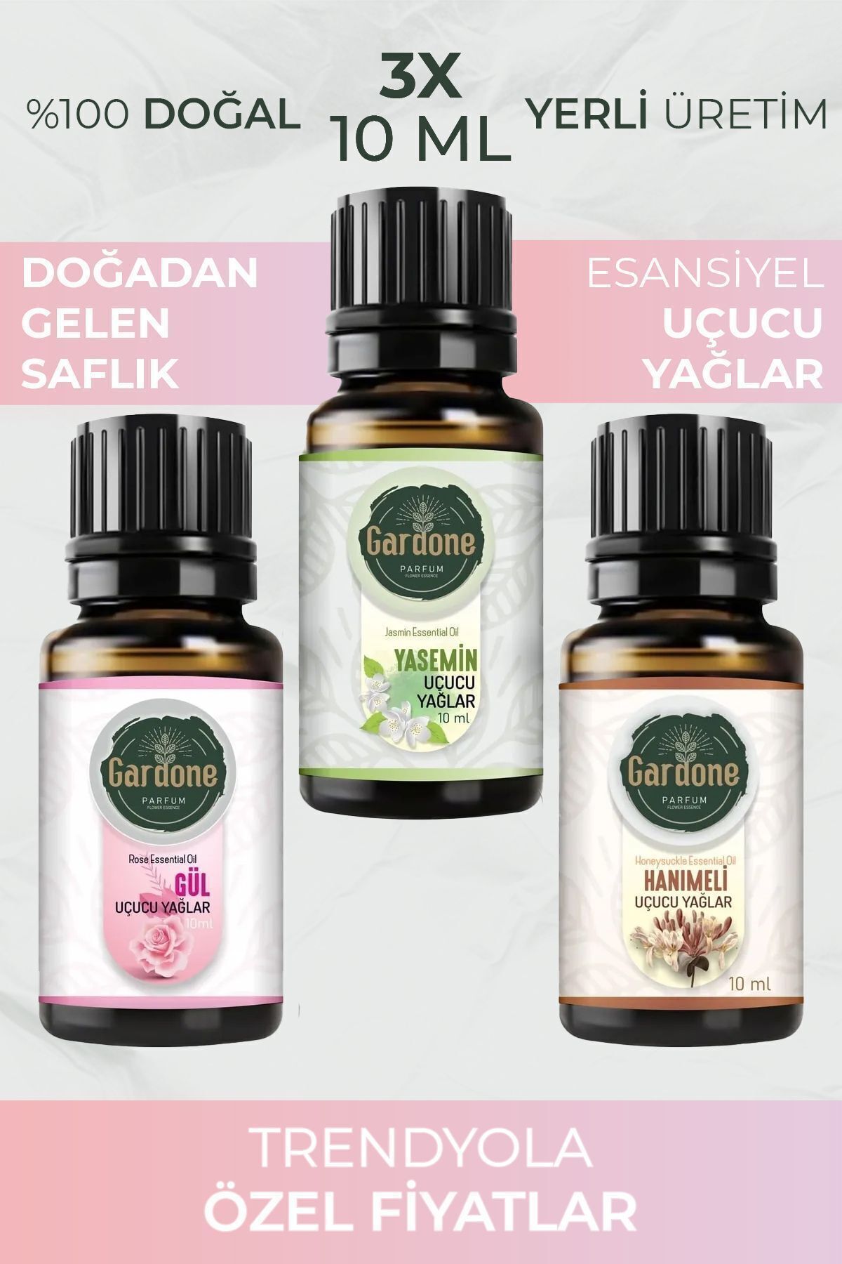 Gardone Gül Hanımeli Yasemin Uçucu Yağ Buhurdanlık Yağı Doğal Yağlar Oda Kokusu Difüzör Yağ 10ml