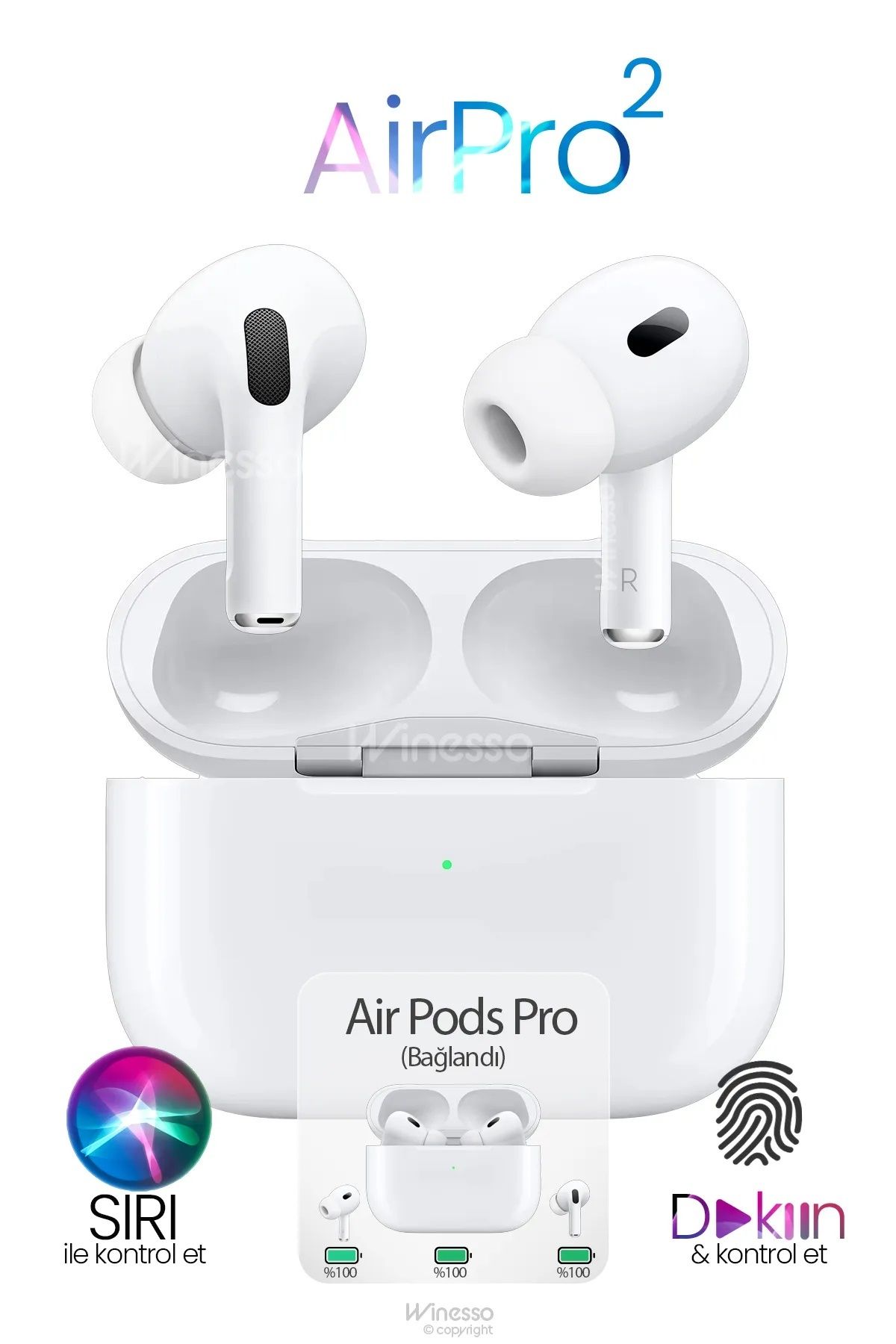FİOPLUS Bluetooth Kulaklık Air Pro 2 Anc-enc Özellikli Ios Android Uyumlu Kablosuz