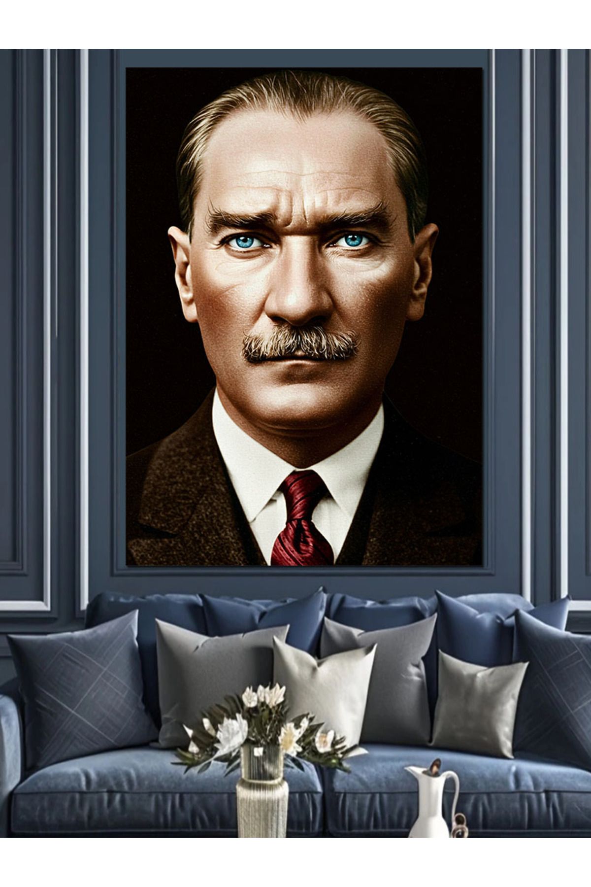 Tablomega Mustafa Kemal Atatürk Portre Dekoratif Kanvas - Mdf Ahşap Tablo