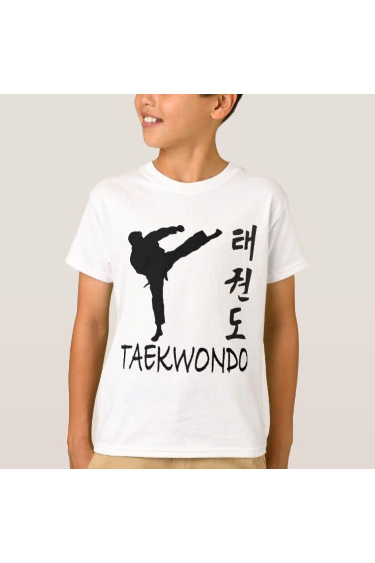 MAGORS TAEKWONDO BASKILI PAMUKLU BİSİKLET YAKA KISA KOLLU GENÇ VE ÇOCUK TSHIRT