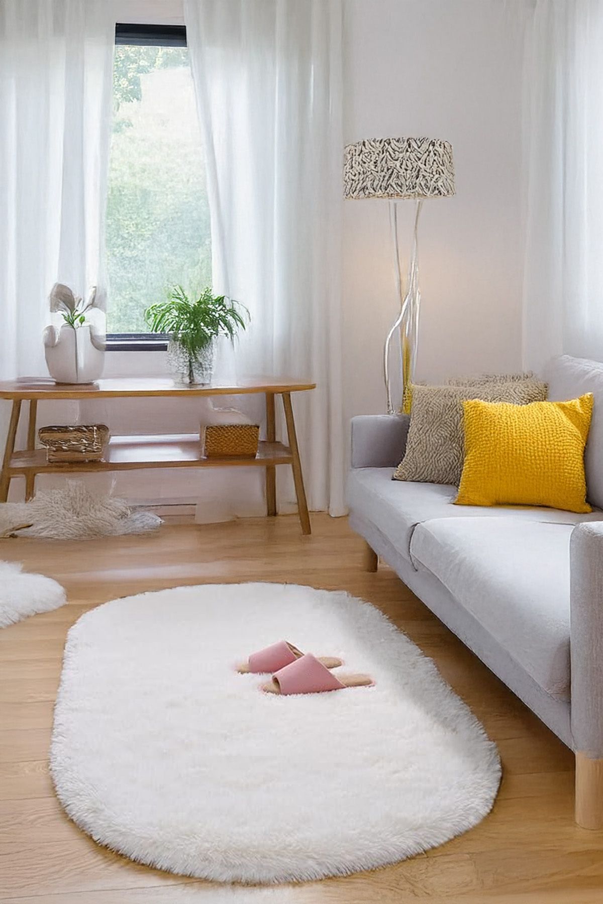 Sereserpe Yumuşak Modern Peluş Kaymaz Salon Oturma Çocuk Yatak Odası Mutfak Antre BEYAZ