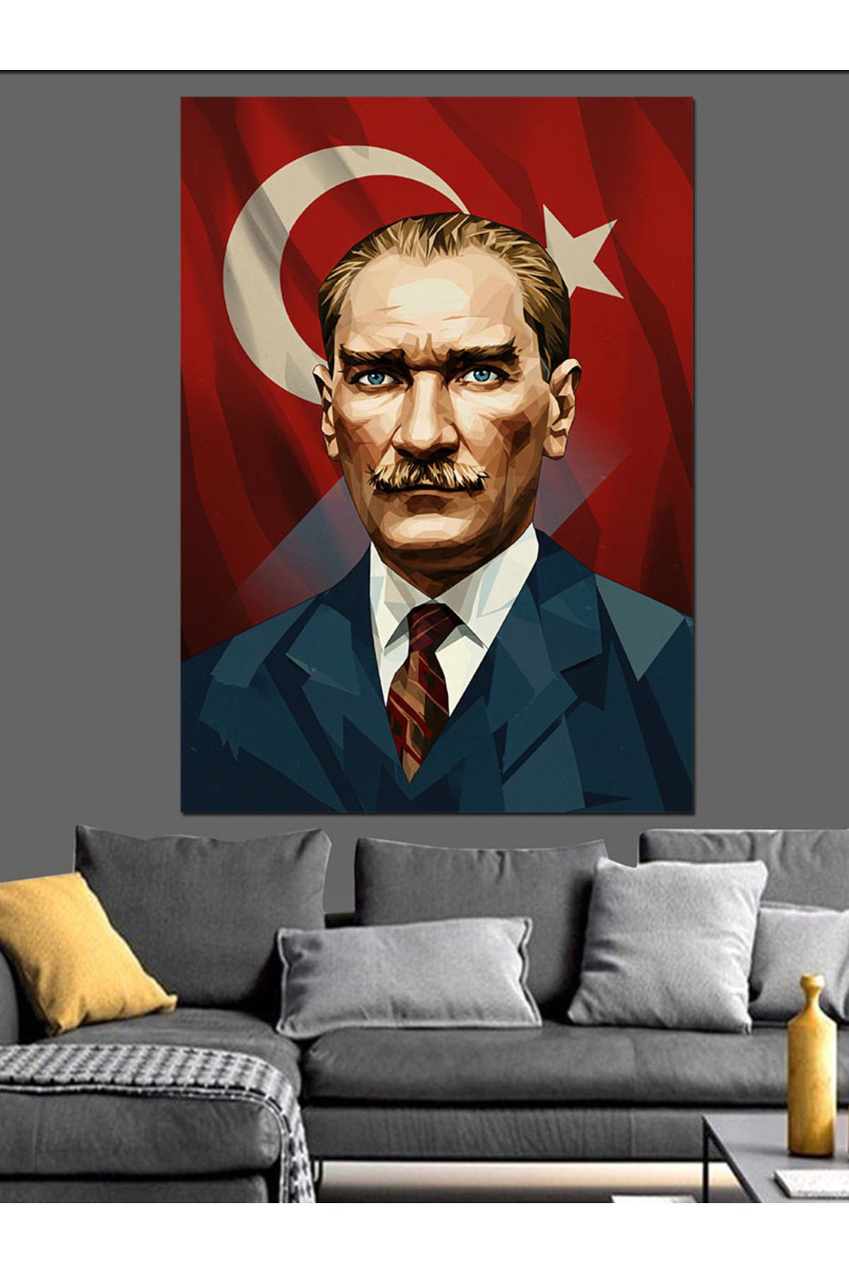 karizmart Güçlü Lider Mustafa Kemal Atatürk Dekoratif Kanvas - Mdf Ahşap Tablo