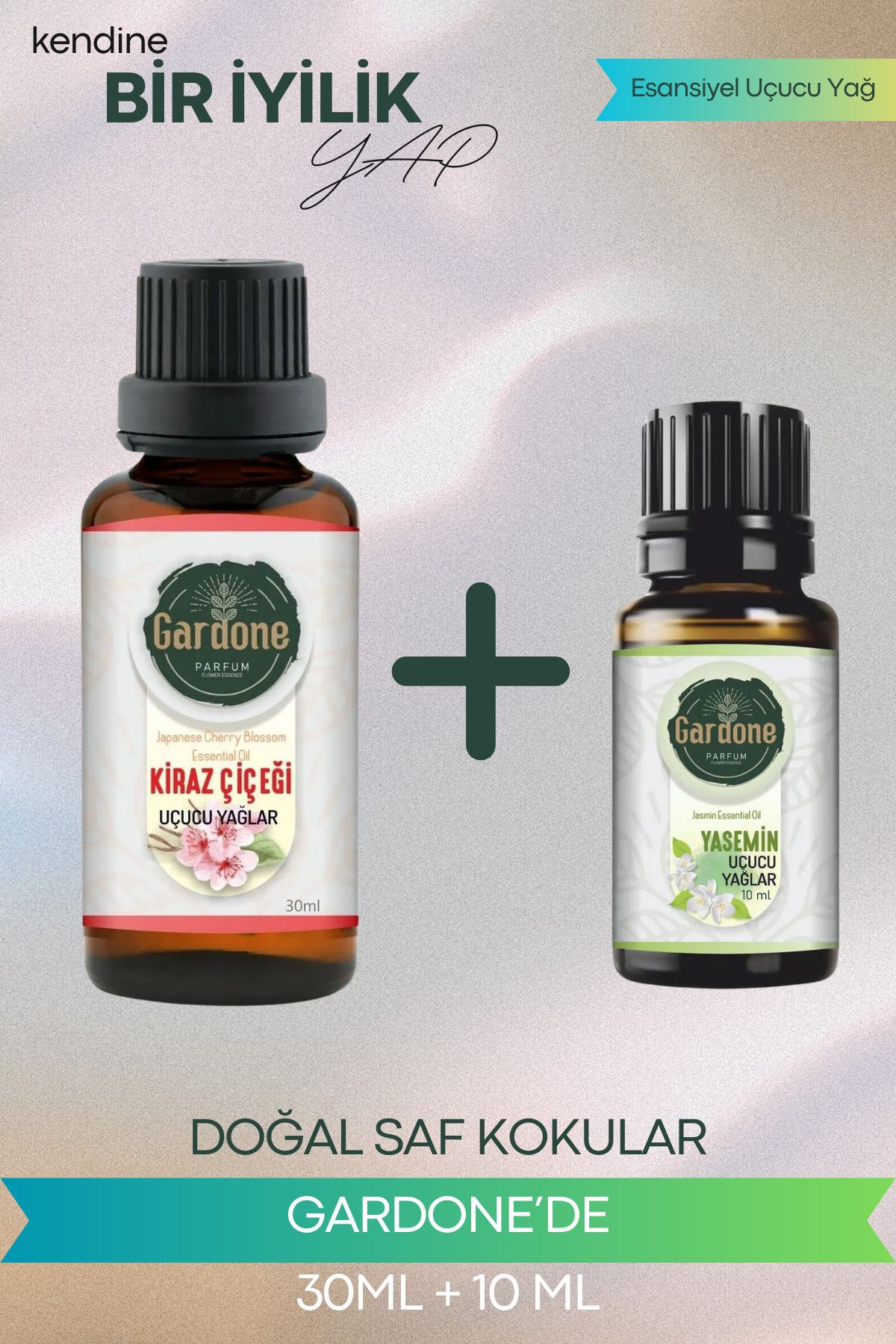 Gardone Kiraz Çiçeği 30 ml , Yasemin 10 ml Set Yağ Buhurdanlık Yağı Doğal Oda Kokusu Difüzör Yağ