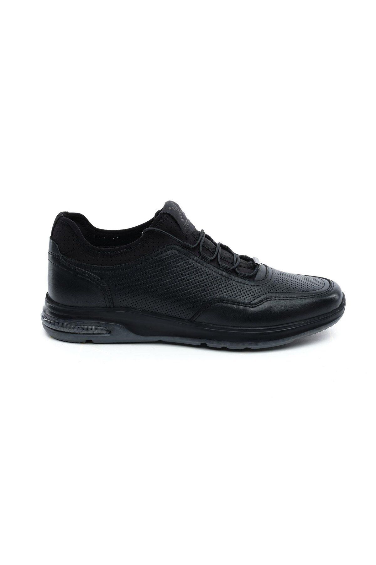 Greyder 18231 Siyah Hakiki Deri Erkek Sneaker Ayakkabı