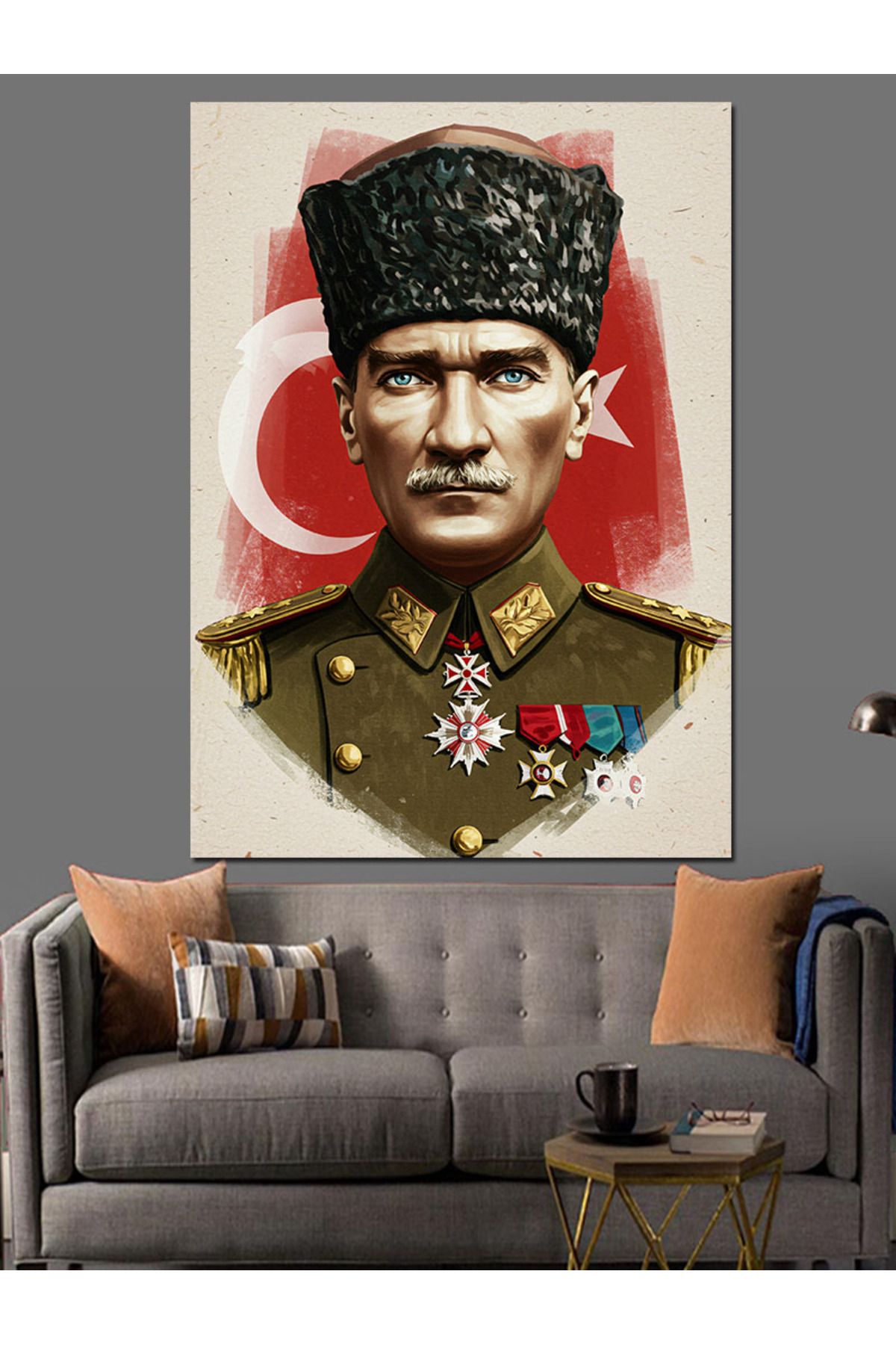 karizmart Mustafa Kemal Atatürk Portre Dekoratif Kanvas - Mdf Ahşap Tablo