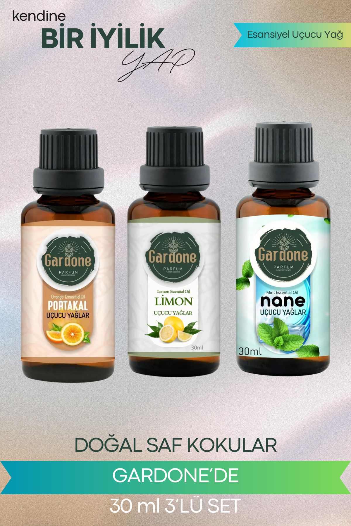 Gardone 3lü Portakal nane Limon fresh Set Yağ Buhurdanlık Yağı Doğal Oda Kokusu Difüzör Yağ 3*30ml