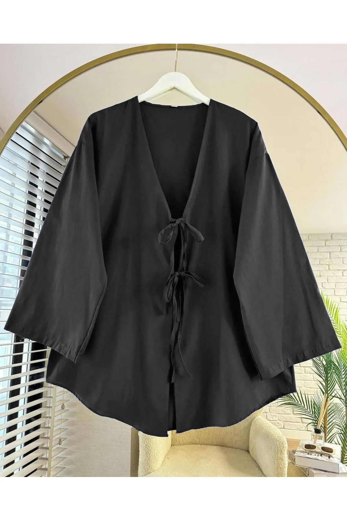 Kayz Tekstil Önü Bağlamalı Kimono Kaftan Tunik