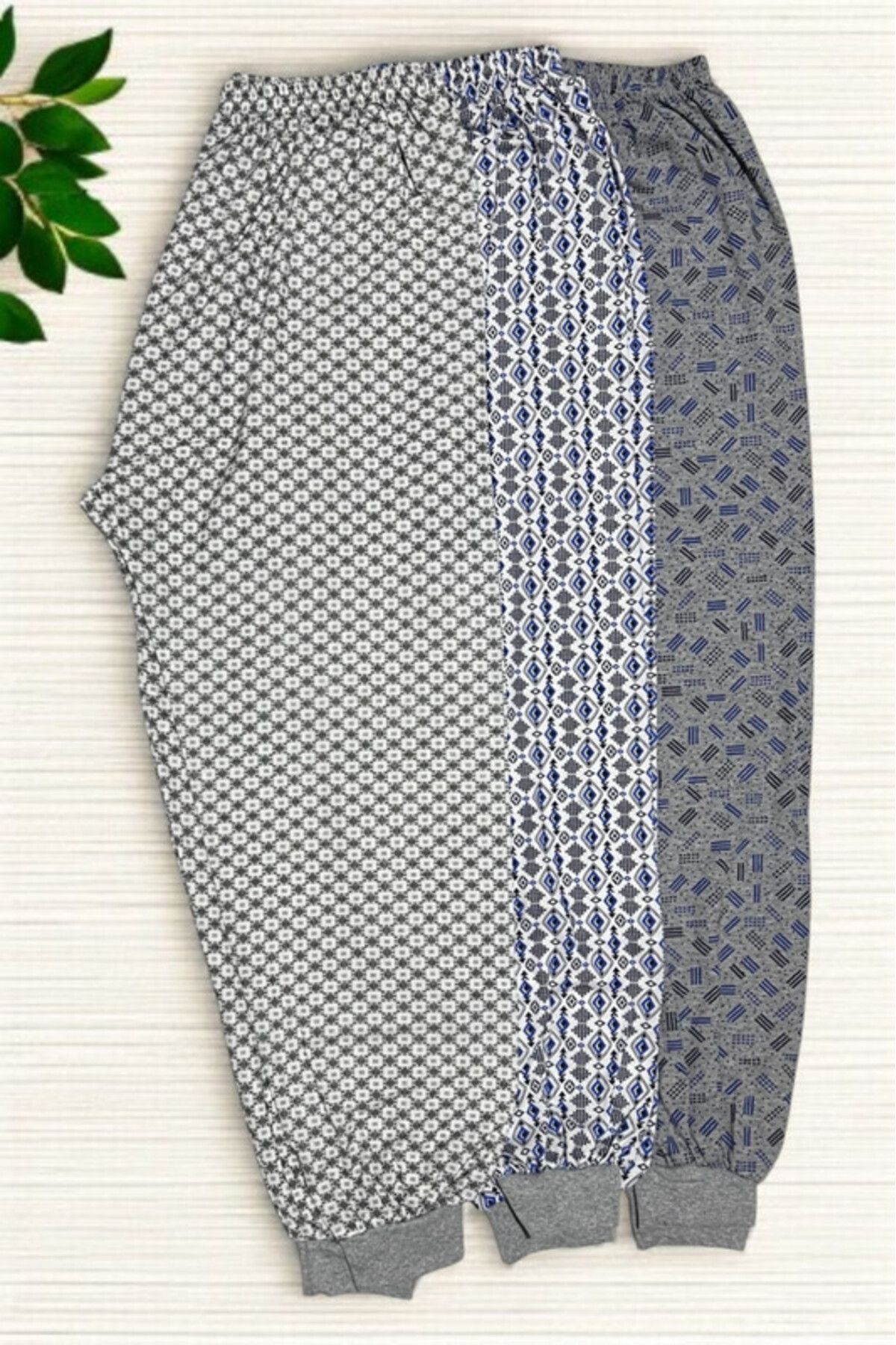 Pi Giyim 3 Adet Erkek Desenli Uzun Manşetli Pijama Altı Yazlık