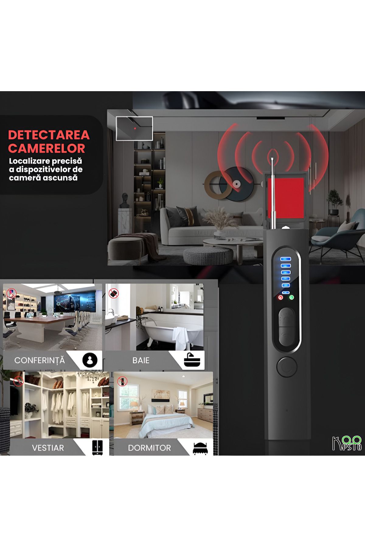 Koopsio-Spy Device Detector, hidden cameras, hidden microphones, GPS locators, voice recorders 6