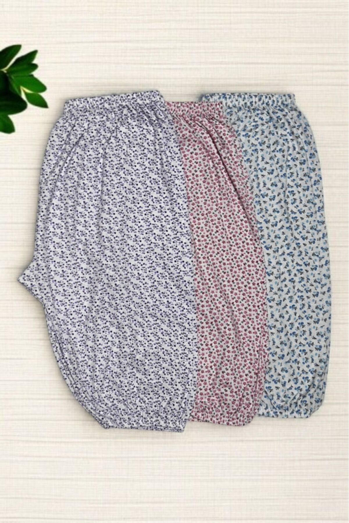 Pi Giyim 3 Adet Kadın Desenli Kısa Dizaltı Lastikli Pijama Altı Yazlık