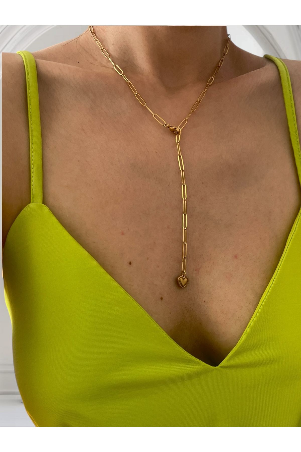 Hoop jewelery Çelik kalp zincir y kolye